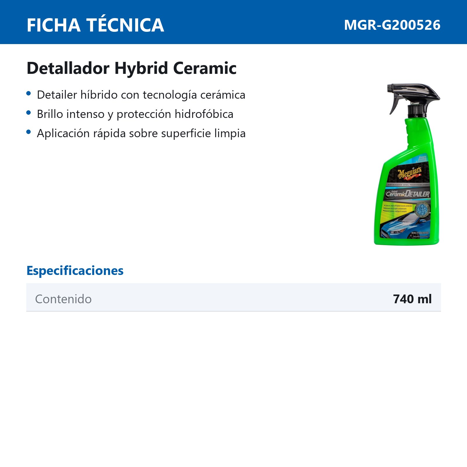 DETAILER 740 ML HYBRID CERAMIC MEGUIARS - Imagen 4