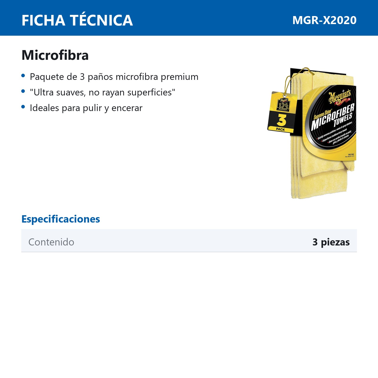 MICROFIBRA 3 PZA SUPREME SHINE MEGUIARS - Imagen 2