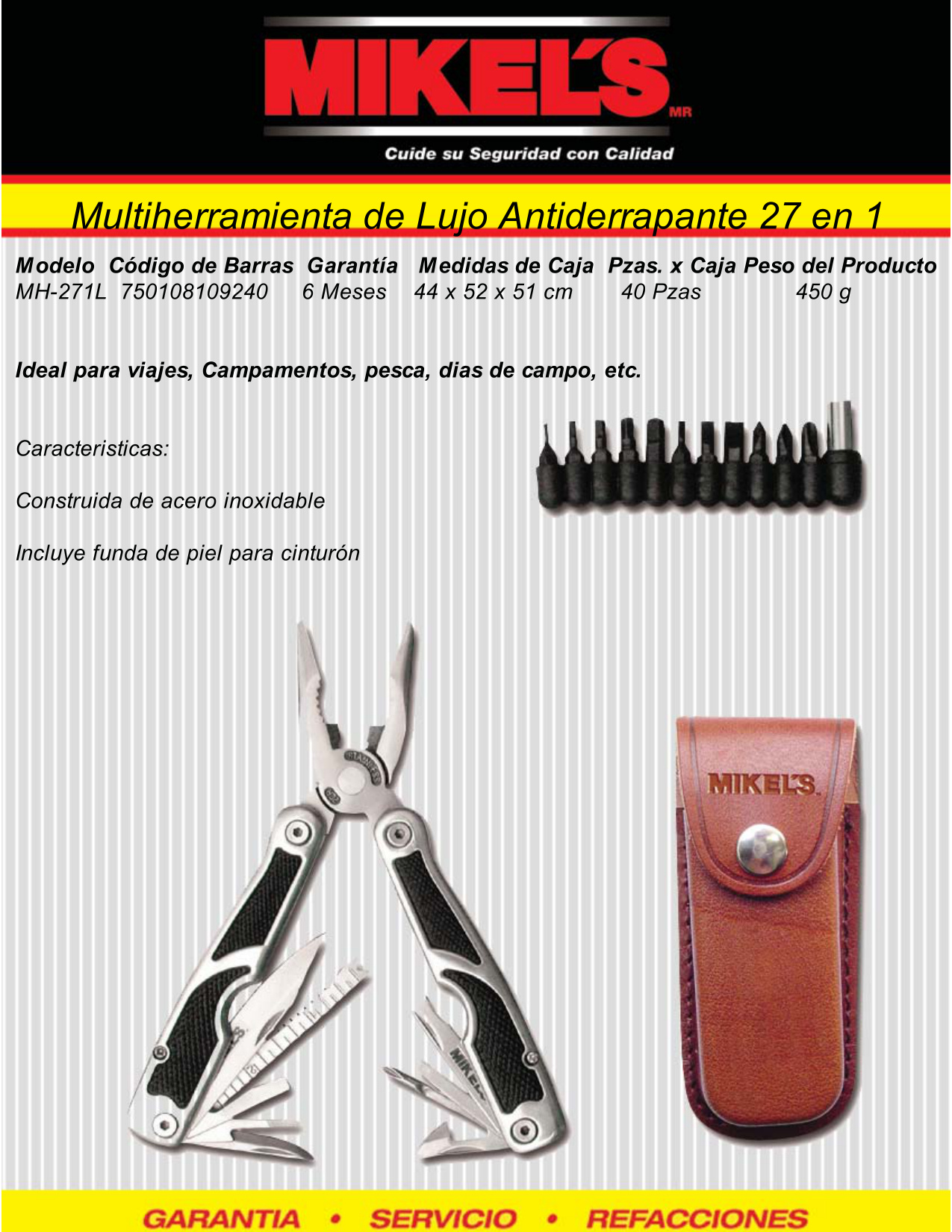 MIKELS MH-271L Multiherramientas navaja multiusos de lujo (27 en 1) - Imagen 4