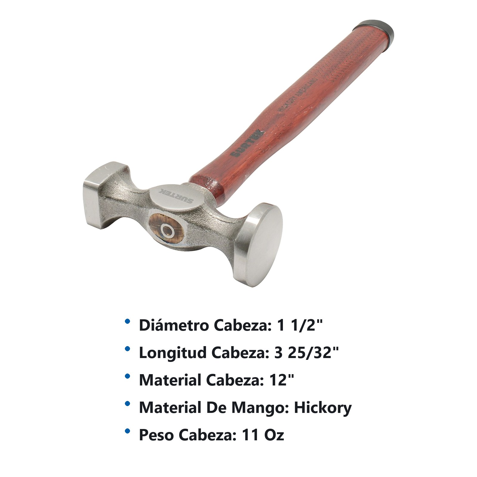 Martillo laminero plana-plana con mango de madera de 13", 11 oz Surtek - Imagen 2