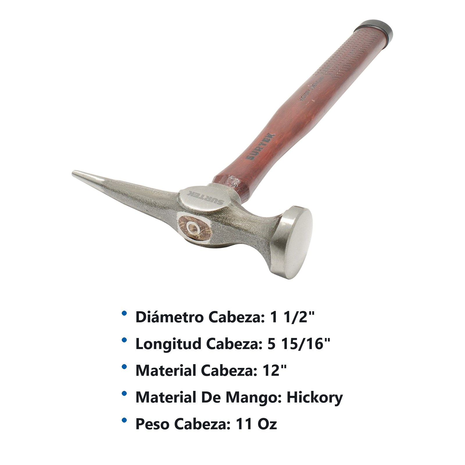 Martillo laminero plana-larga con mango de madera de 13", 11 oz Surtek - Imagen 2