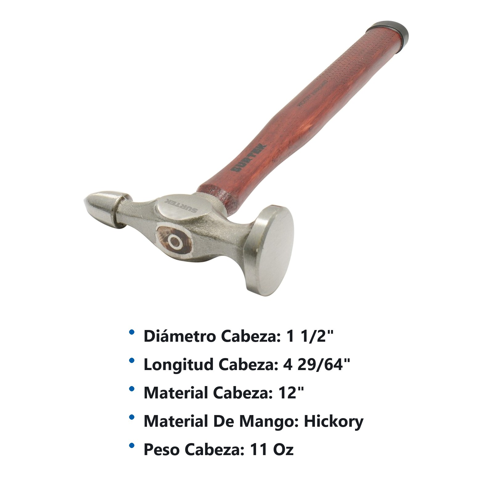 Martillo laminero plana-corta con mango de madera de 13", 11 oz Surtek - Imagen 2