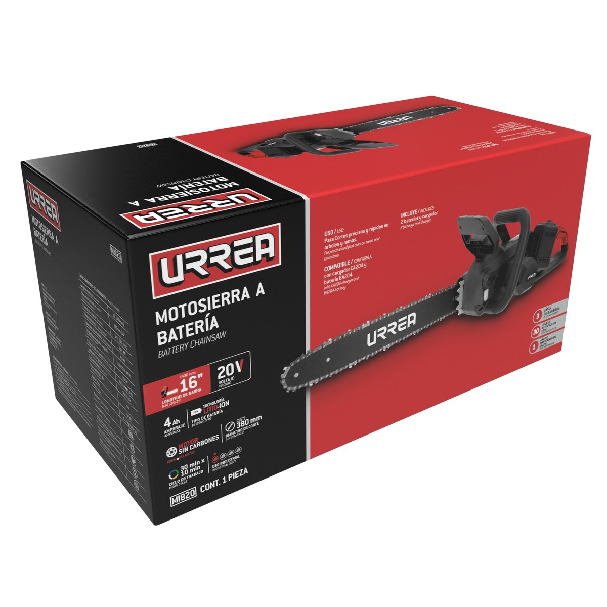 Motosierra 16 " a batería Litio-ion 20+20 V Urrea - Imagen 2