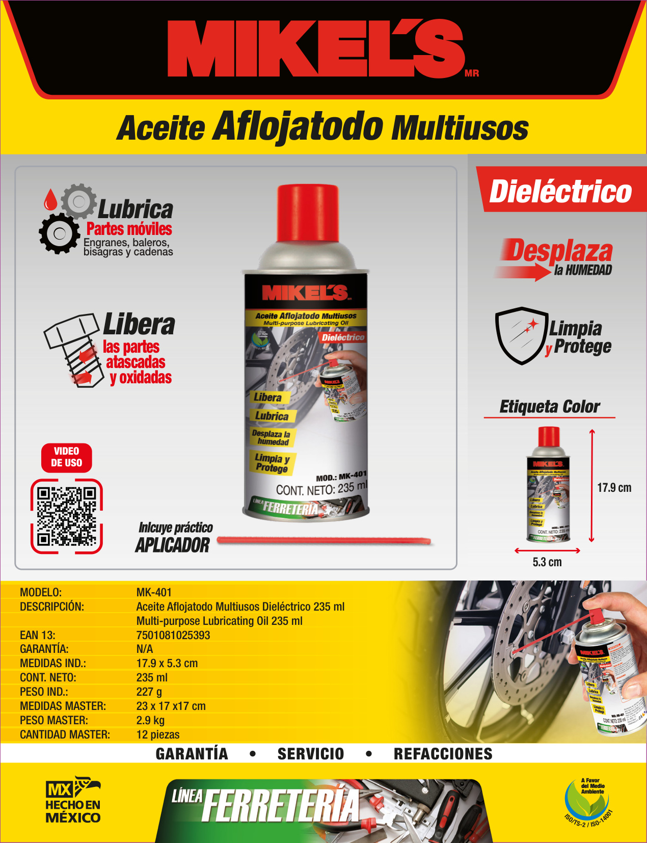 MIKELS MK-40 Aceite aflojatodo multiusos dieléctrico (150 ml) - Imagen 4