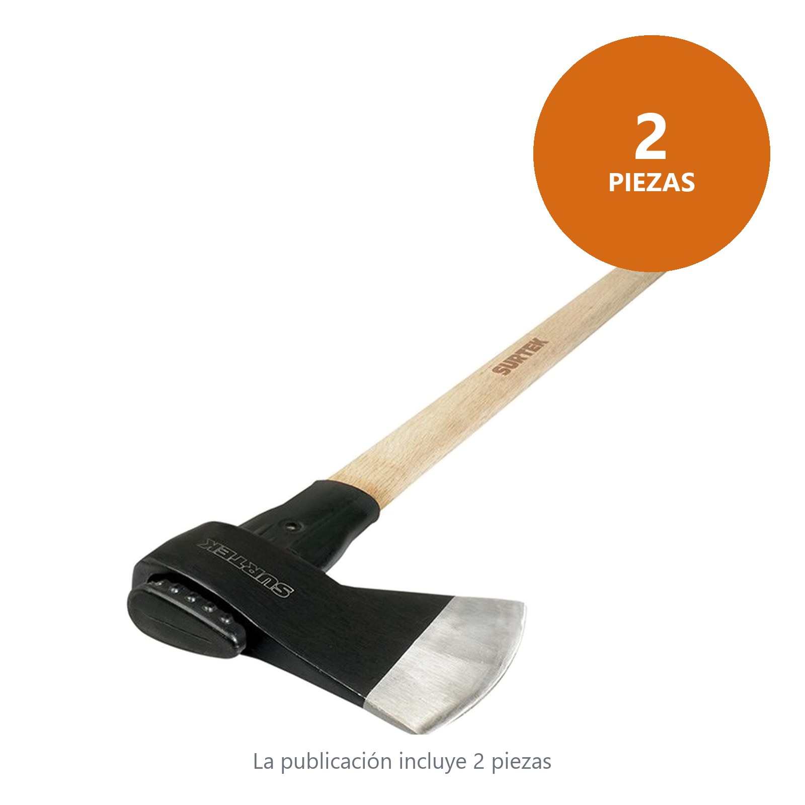 Hacha de labor media con cabeza forjada en acero con mango de madera 36", 3 lb Surtek - Imagen 2