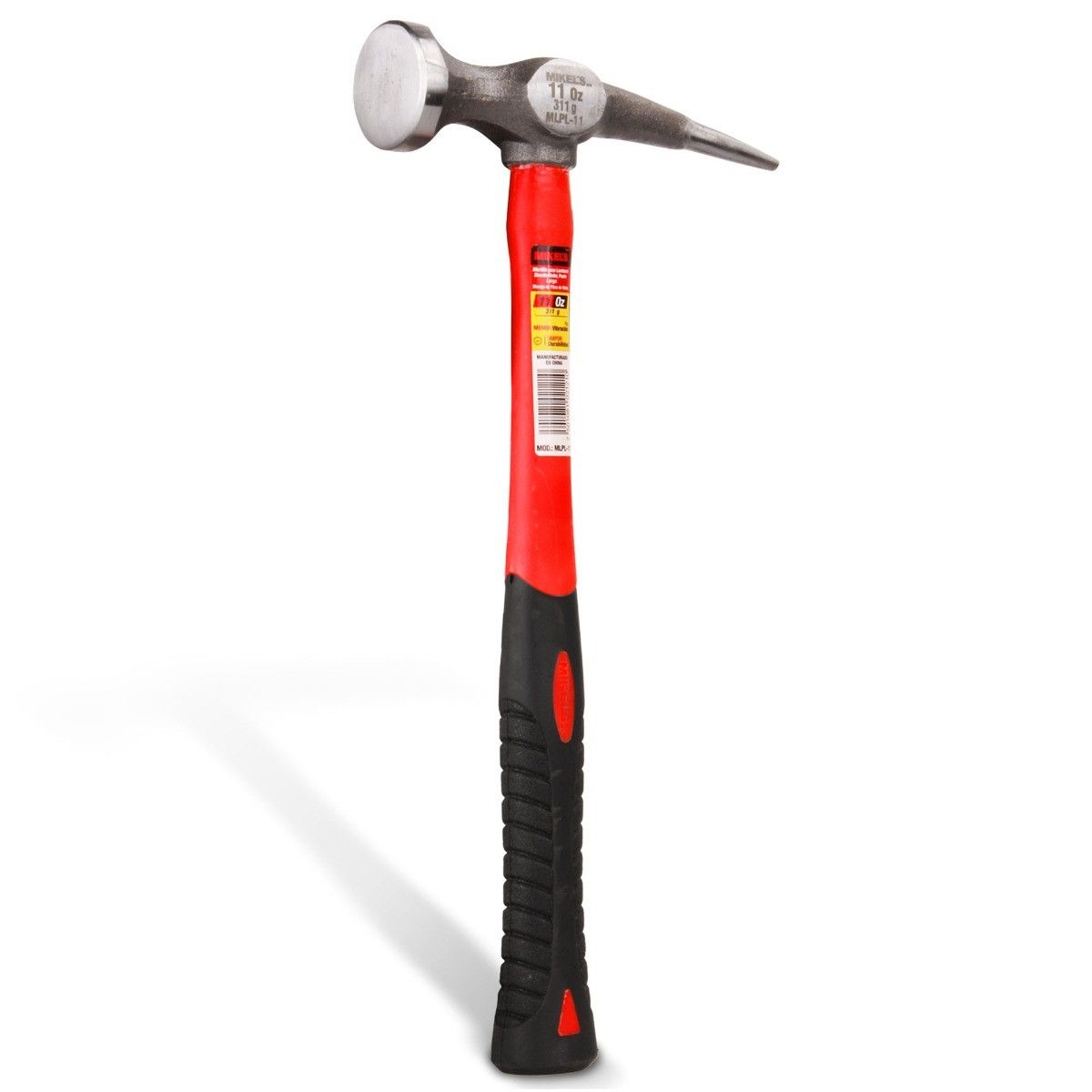 MIKELS MLPL-11 Martillo para laminero desabollador punta larga, mango de fibra de vidrio (11 oz)