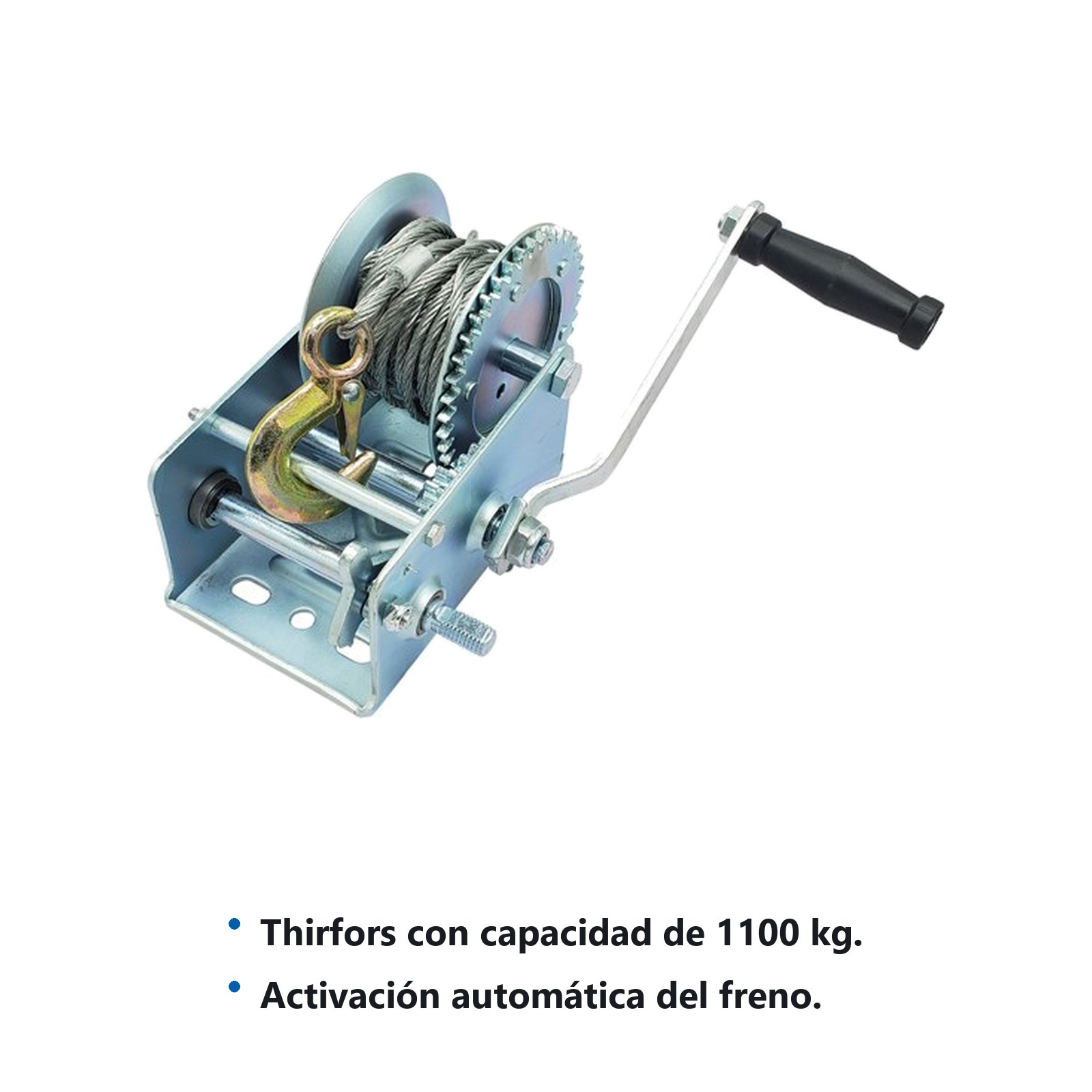 Malacate con manivela con cable 1,100 kg Surtek - Imagen 2
