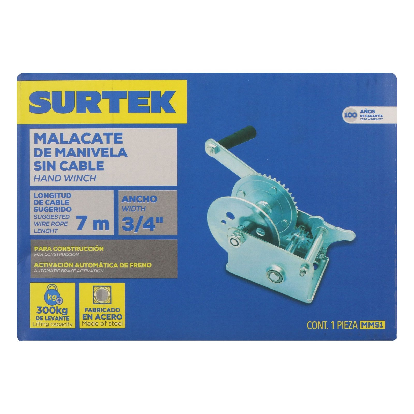 Malacate con manivela sin cable 300 kg Surtek - Imagen 4