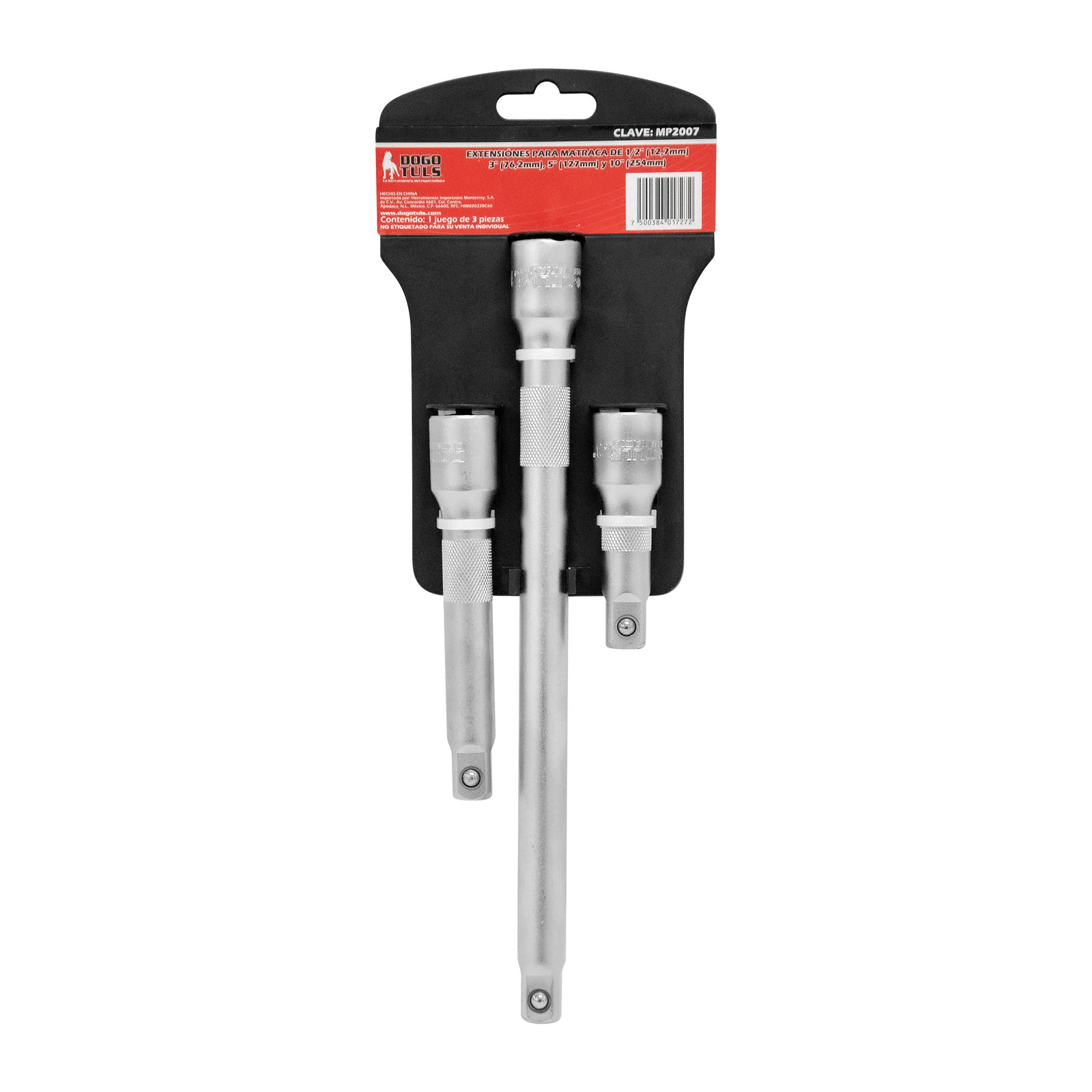 Extensiones 3", 5" y 10" para Matraca 1/2" - Paquete 3 Piezas