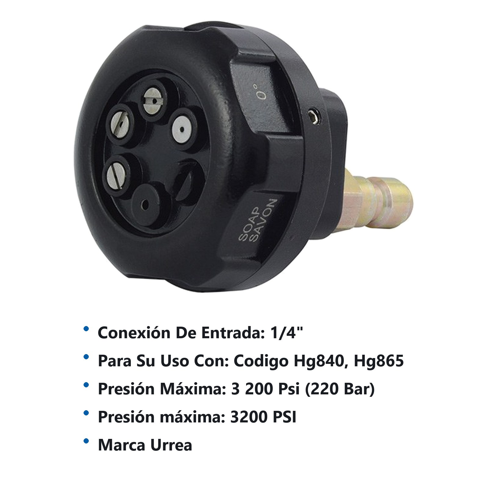 Punta para lanza multisalida 6 en 1 para hidrolavadora a gasolina HG840 y HG865 Urrea - Imagen 2