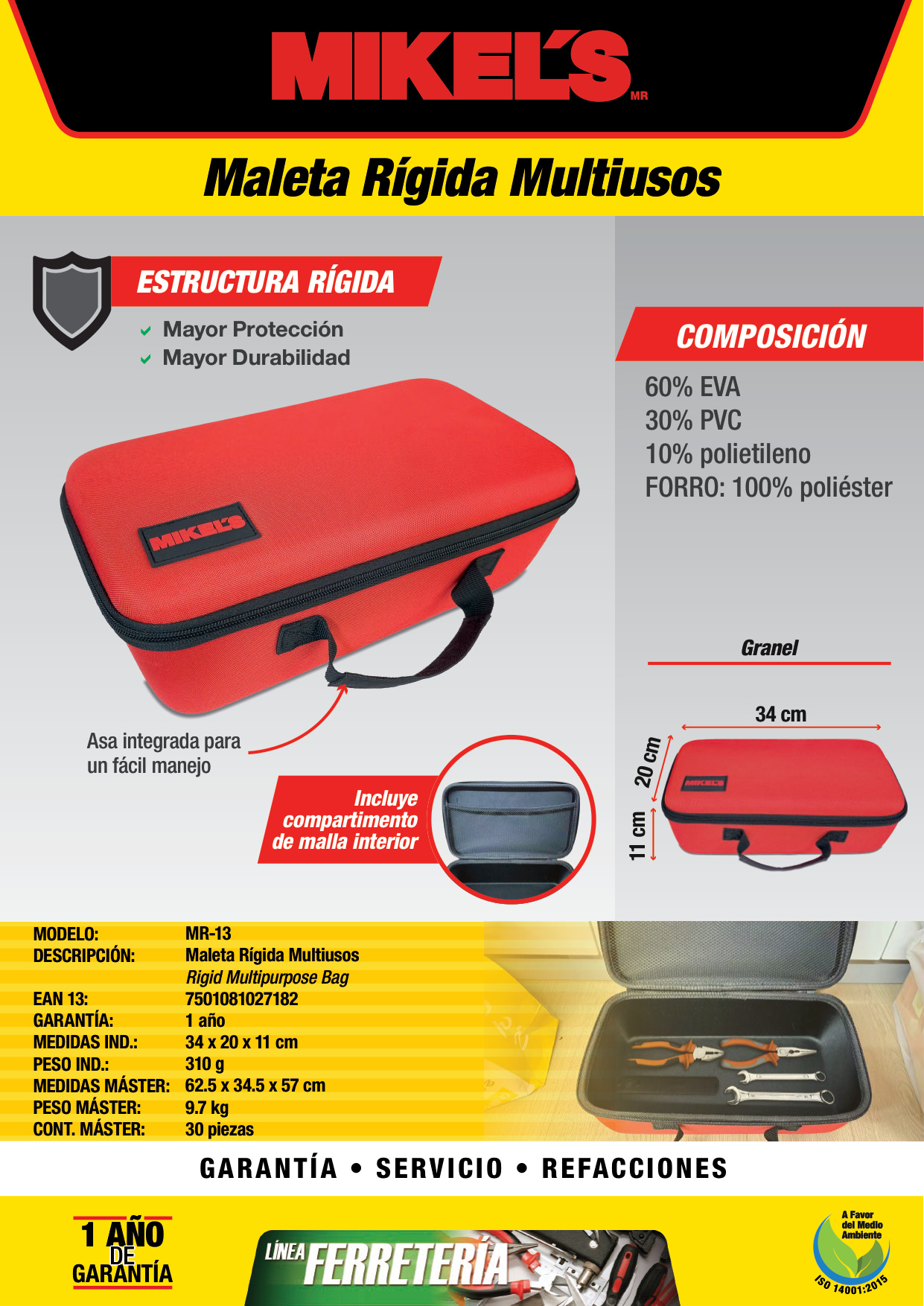 MIKELS MR-13 Maleta rígida multiusos (13") - Imagen 2