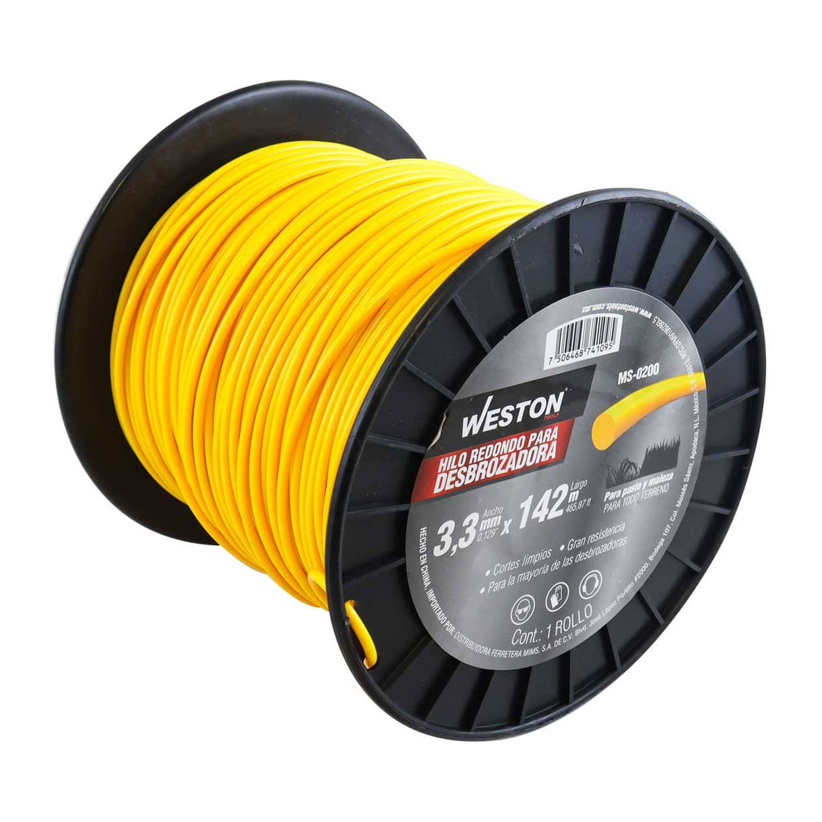 Hilo Redondo para Desbrozadora en Carrete 3.3 mm x 142 m Amarillo Weston
