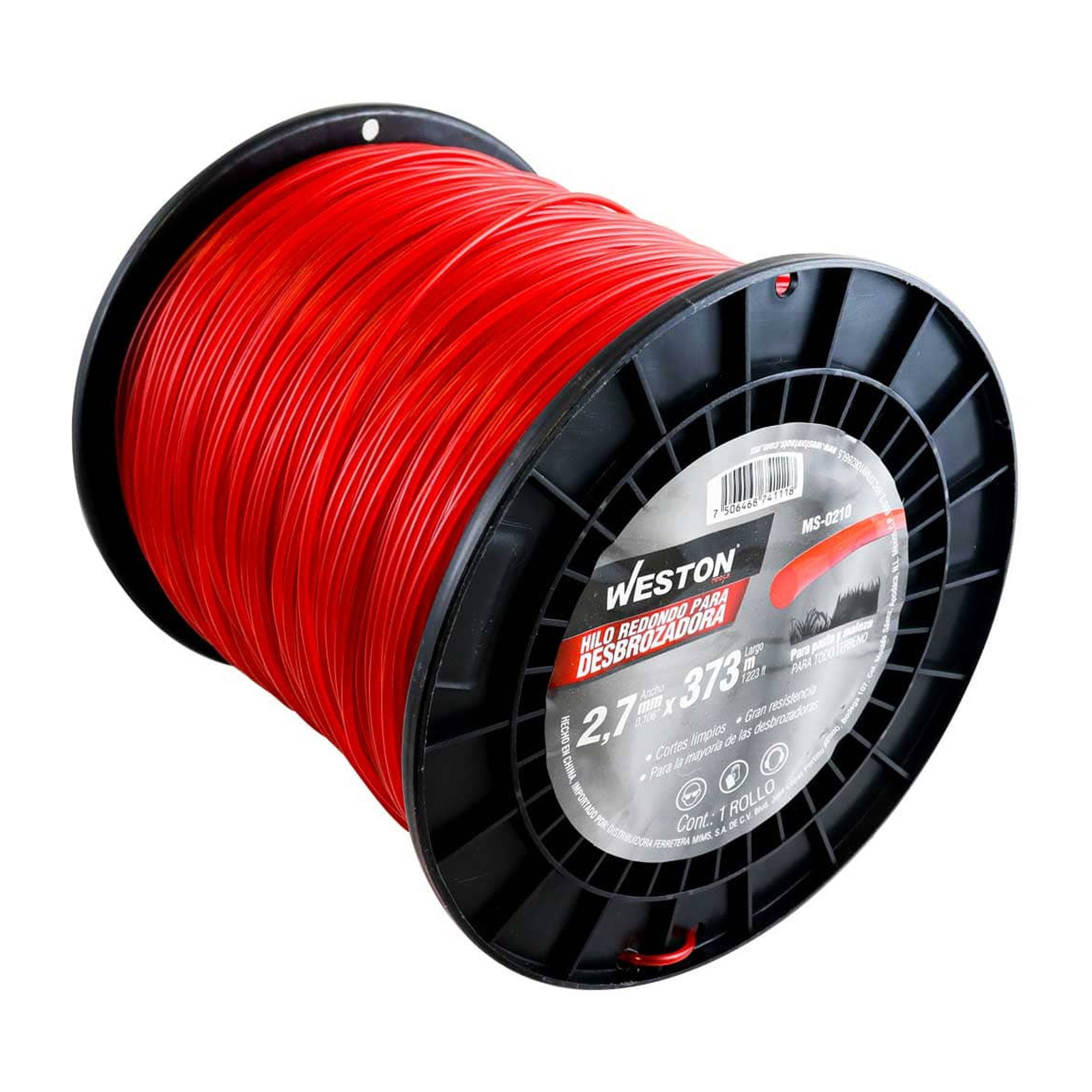 Hilo Redondo para Desbrozadora en Carrete 2.7 mm x 373 m Rojo Weston