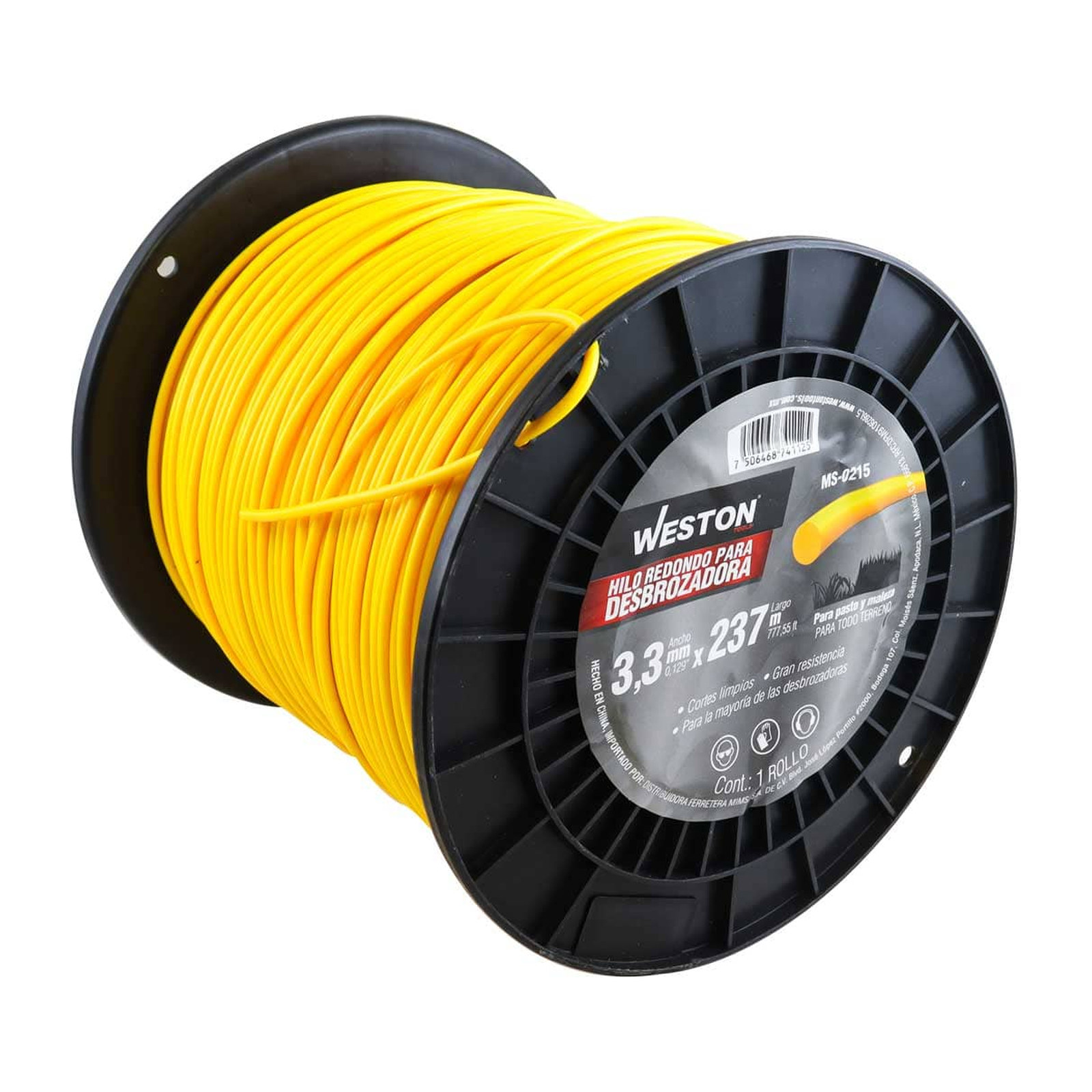 Hilo Redondo para Desbrozadora en Carrete 3.3mm x 237m Amarillo Weston