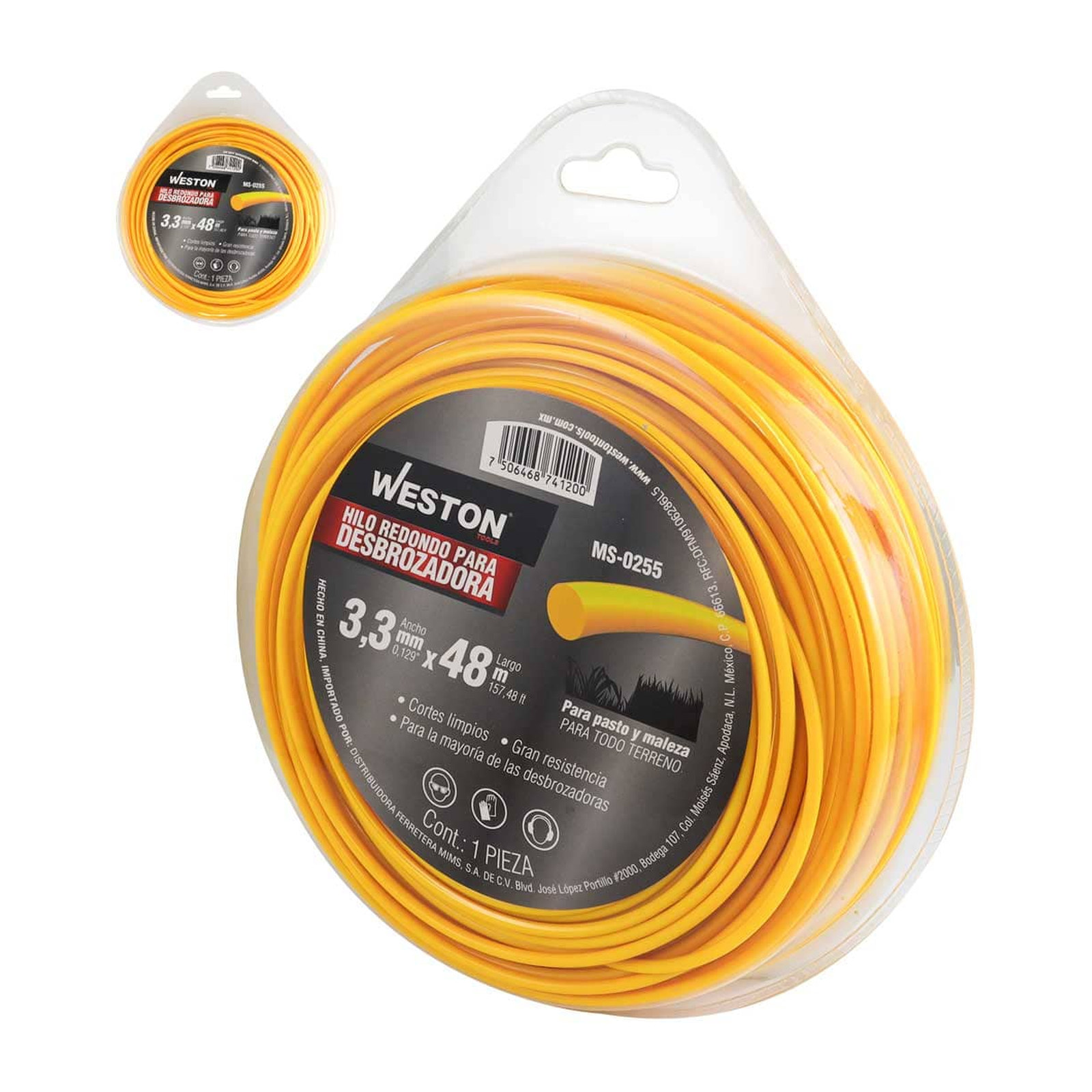 Weston Hilo Redondo para Desbrozadora 3.3 mm x 48 m Amarillo