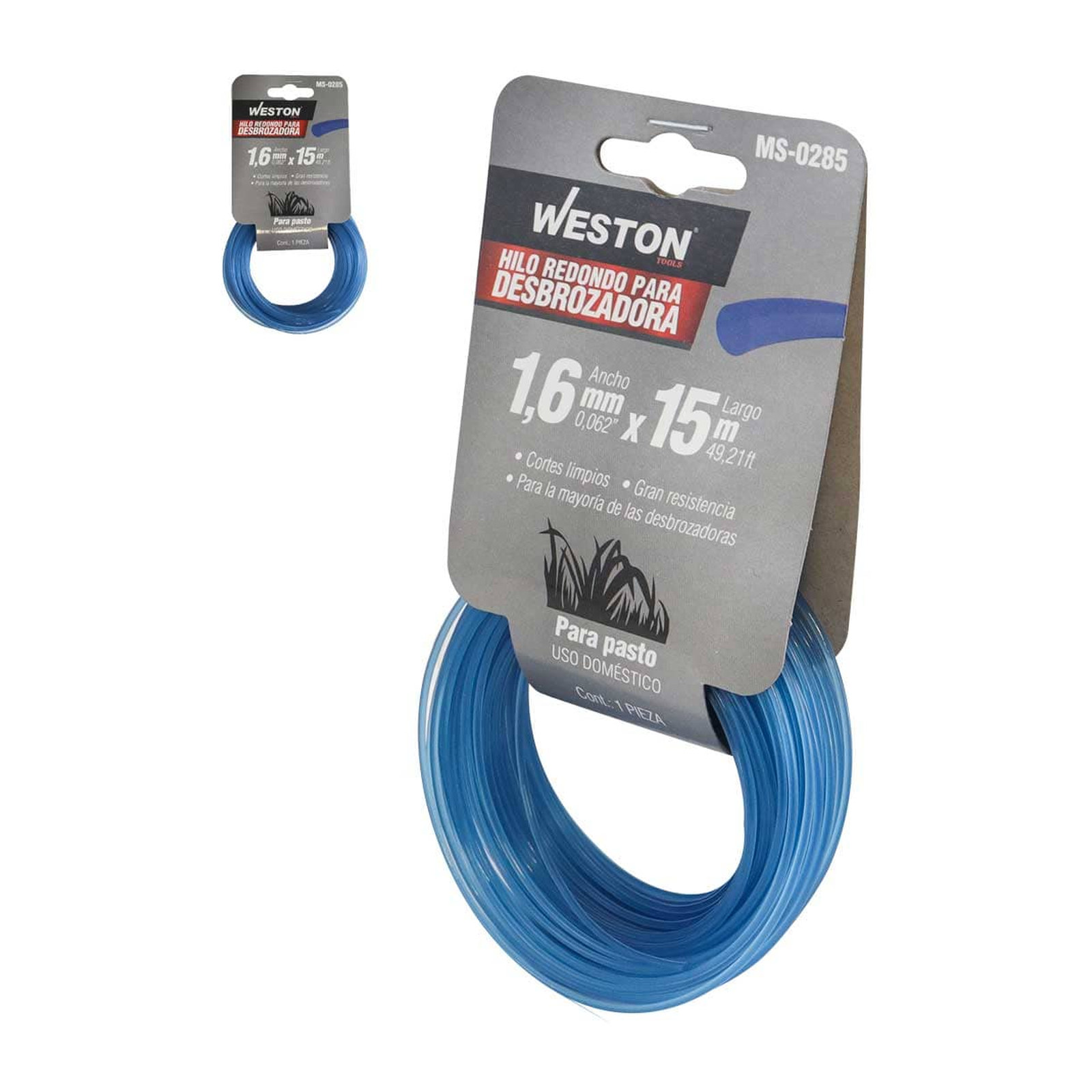 Hilo Redondo para Desbrozadora en Caballete 1.6 mm x 15 m Azul WESTON