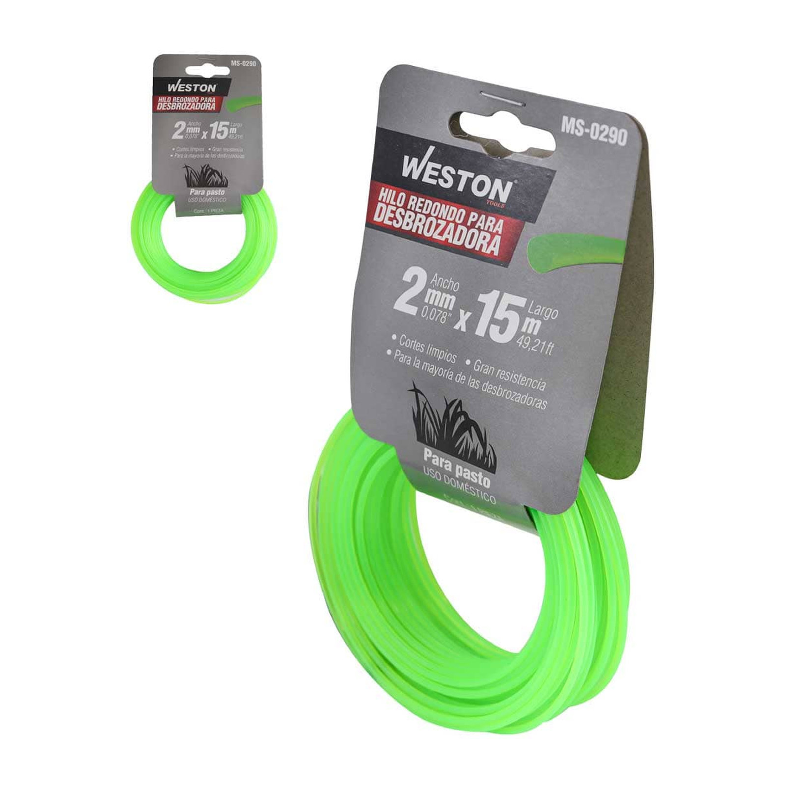 Hilo Redondo para Desbrozadora en Caballete 2.0 mm x 15 m Verde Weston