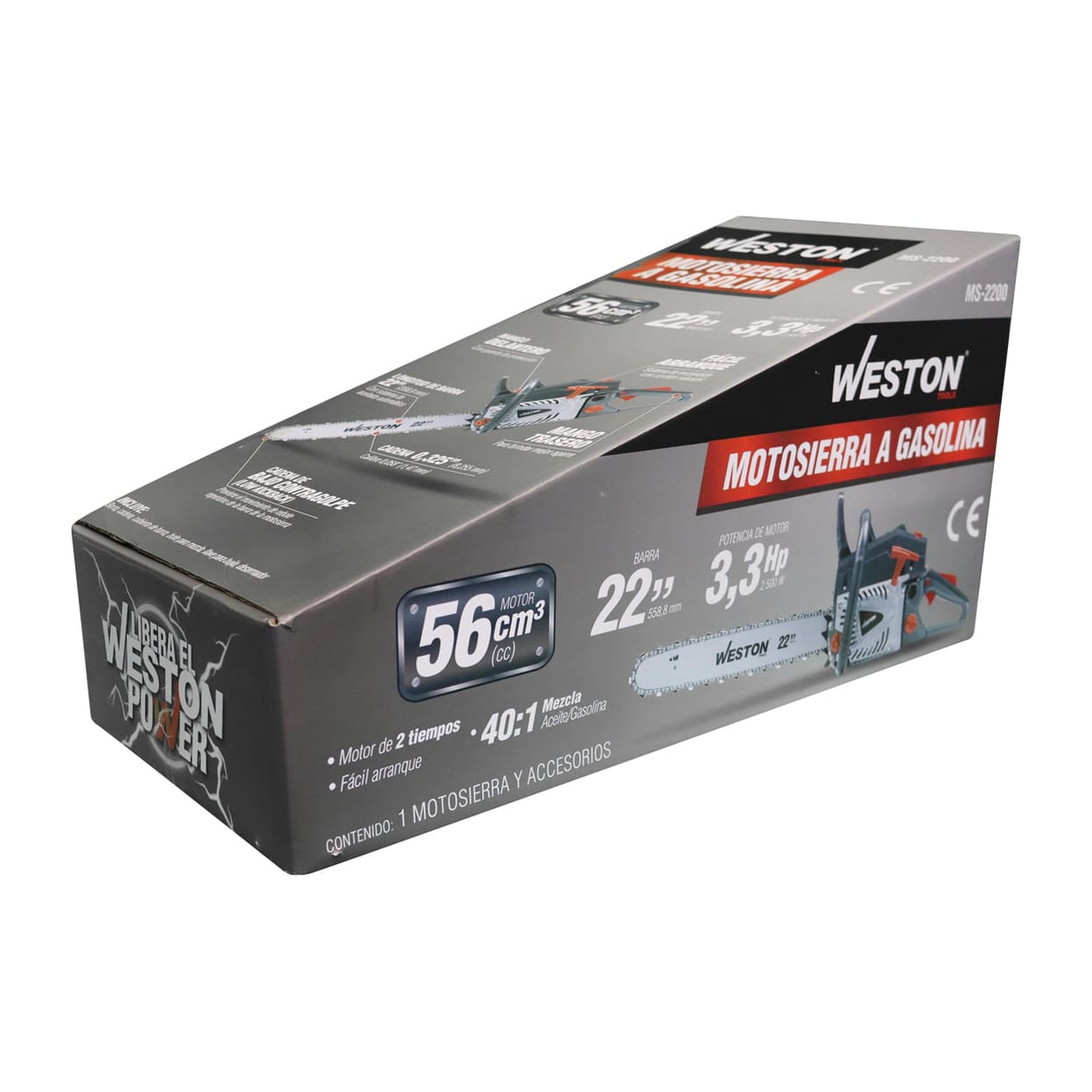 MOTOSIERRA A GASOLINA 56 CC C/BARRA WESTON 22" - Imagen 4
