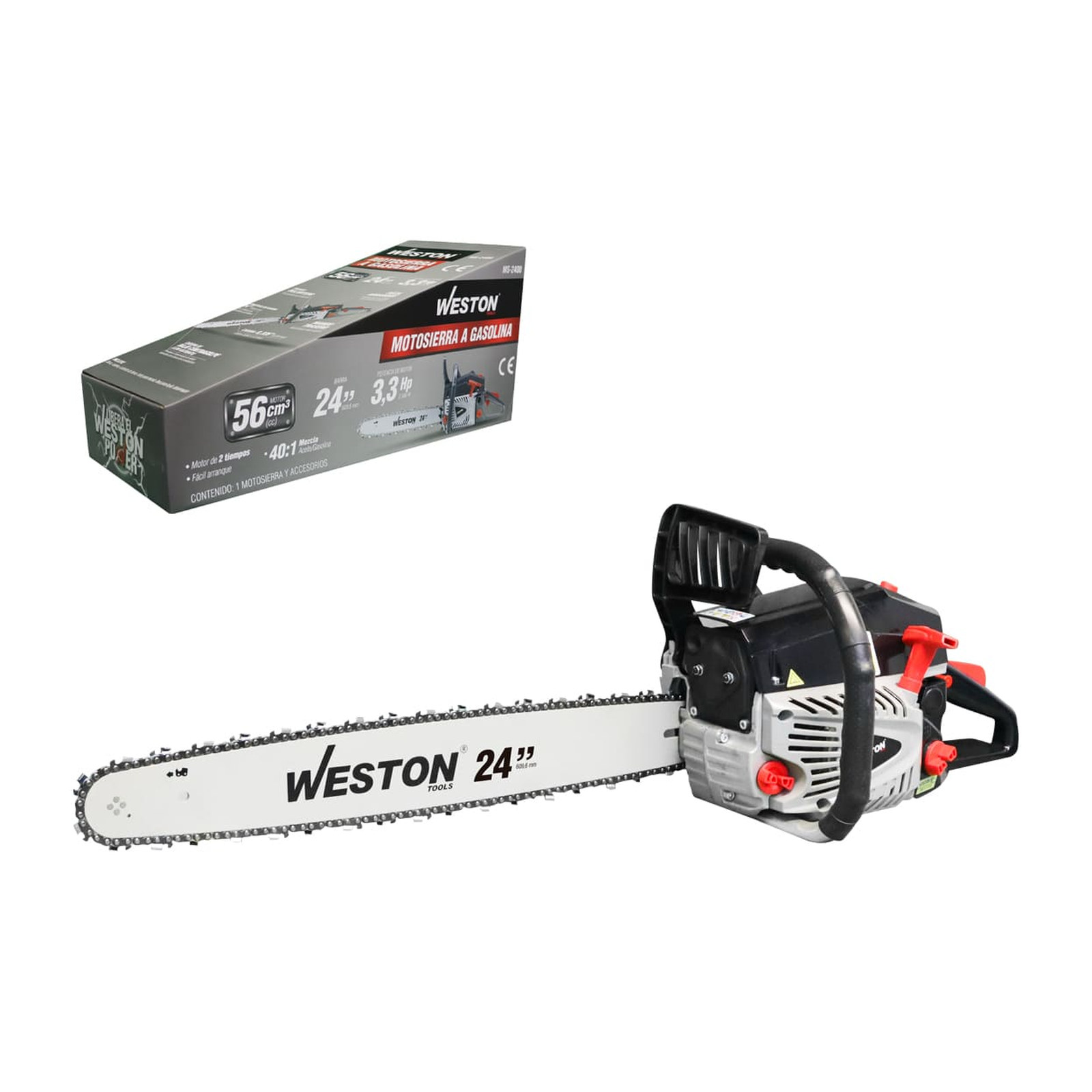Motosierra a Gasolina 56 cc con Barra 24 Pulgadas WESTON