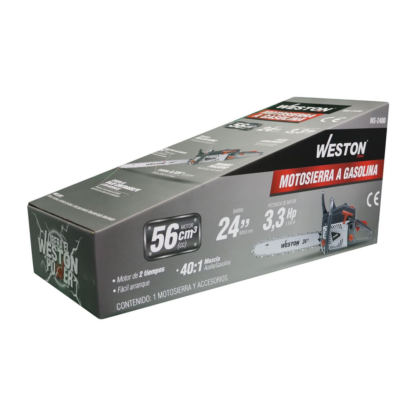 MOTOSIERRA A GASOLINA 56 CC C/BARRA WESTON 24" - Imagen 4