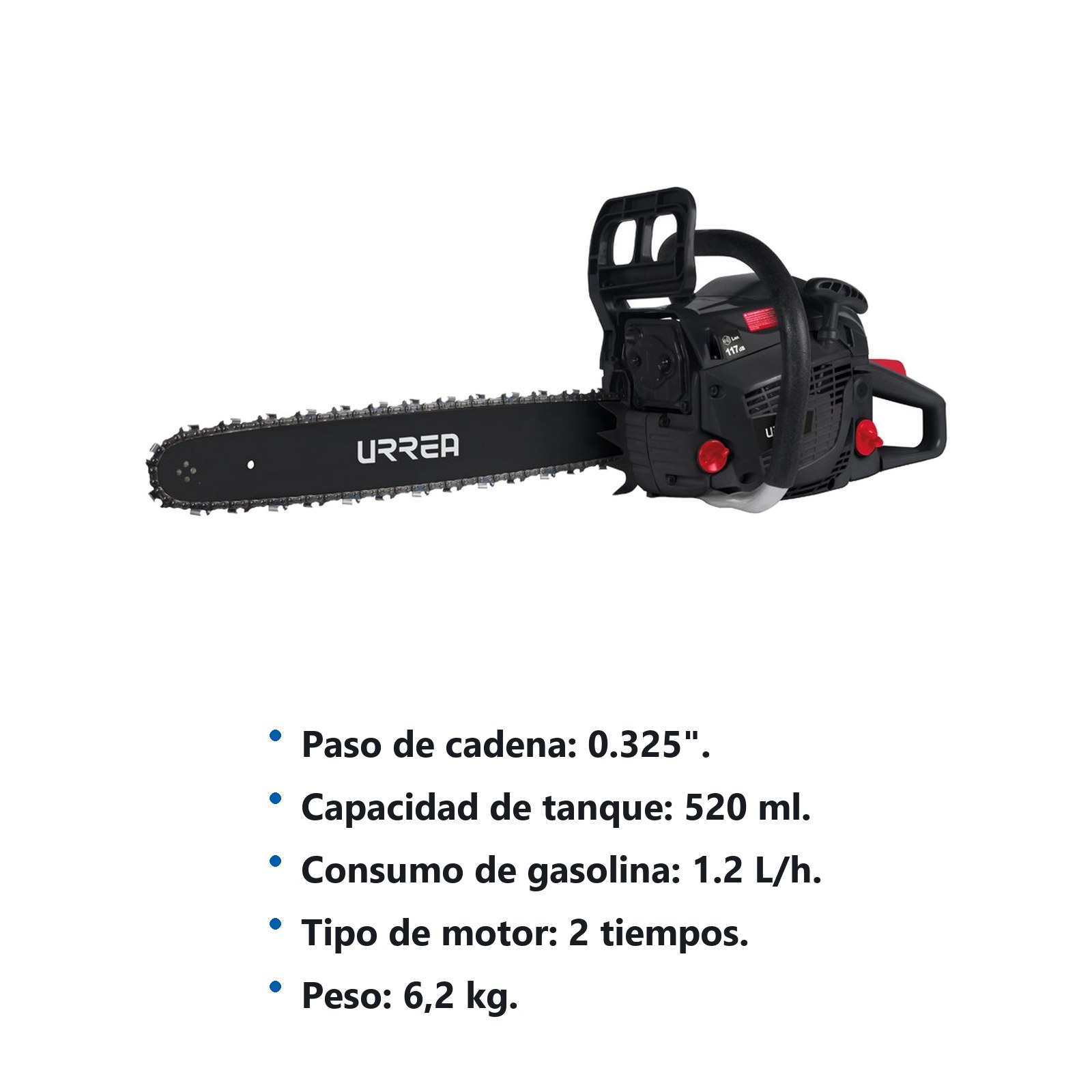 Motosierra a gasolina 18", 49.8 cc Urrea - Imagen 2