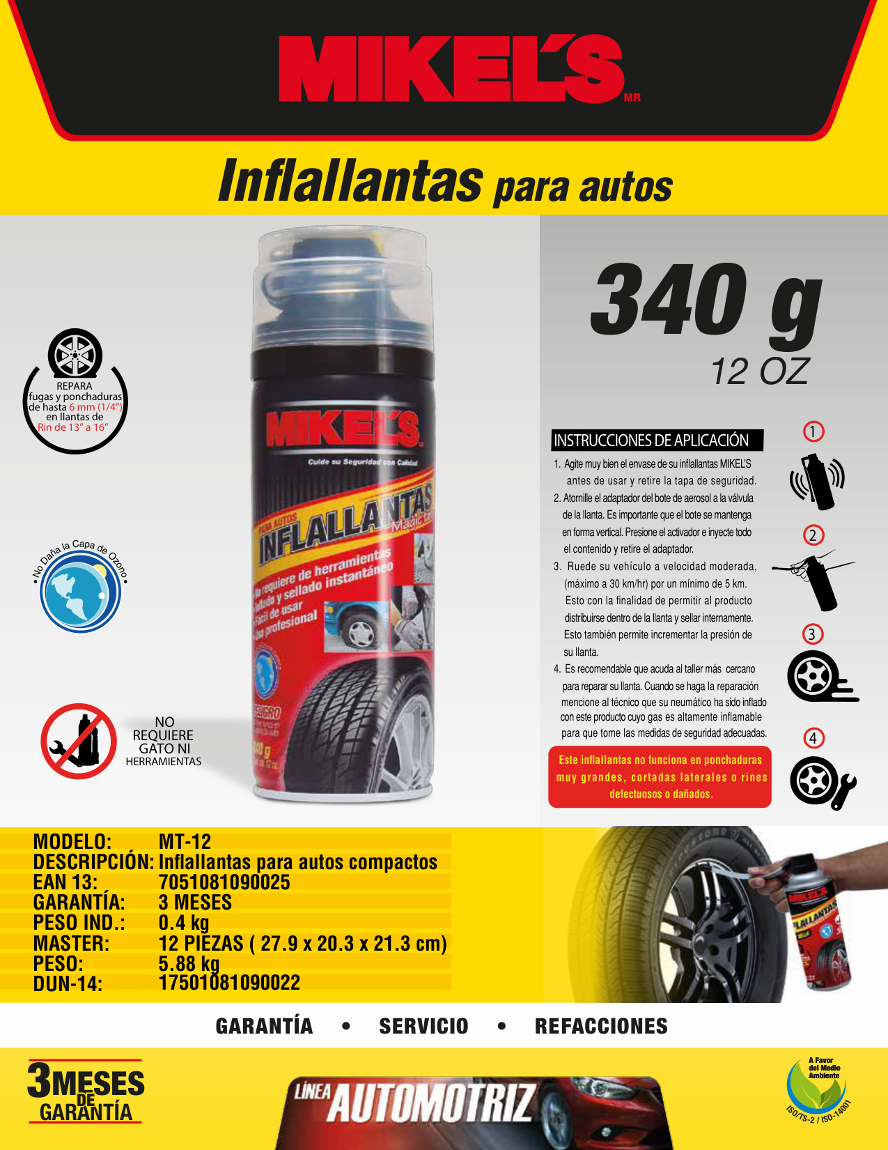 MIKELS MT-12 Inflallantas magic tire (340 grs, 12 oz) - Imagen 4