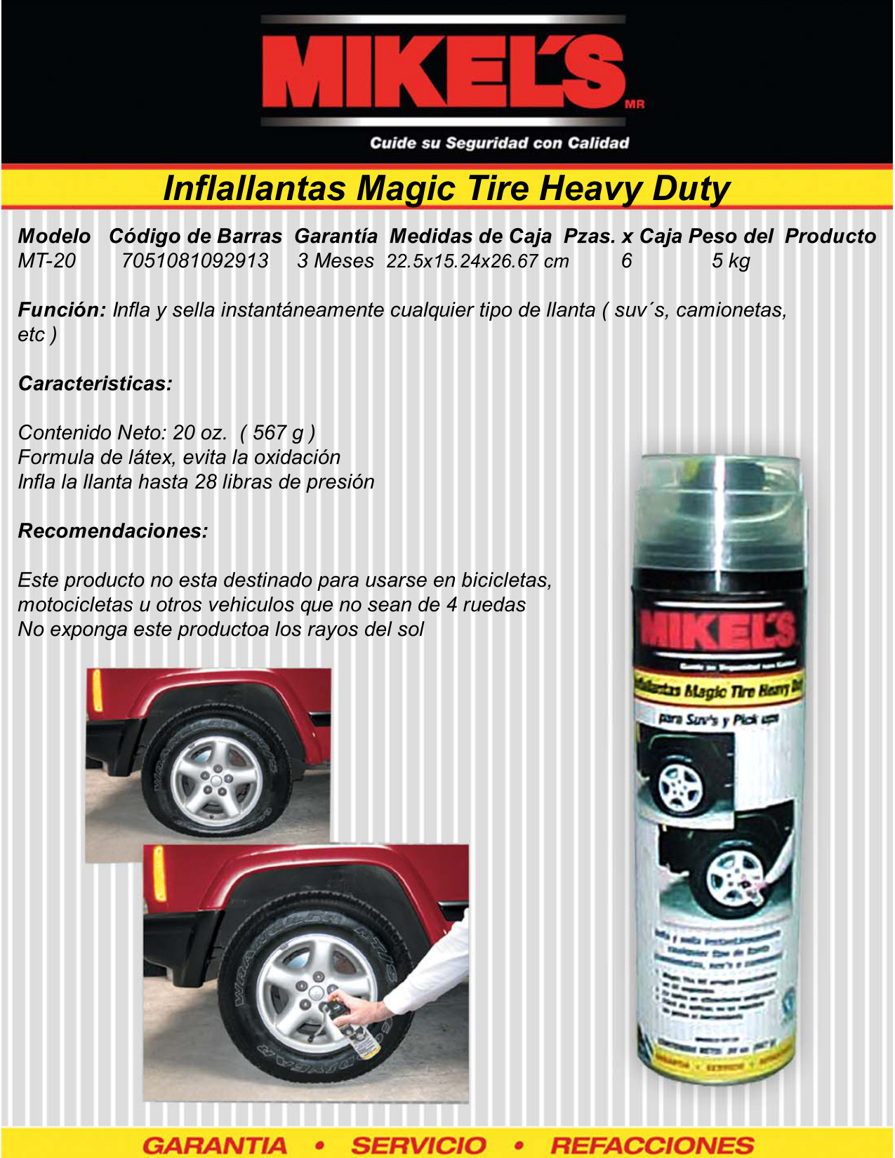 MIKELS MT-20 Inflallantas magic tire (567 grs, 20 oz) - Imagen 4