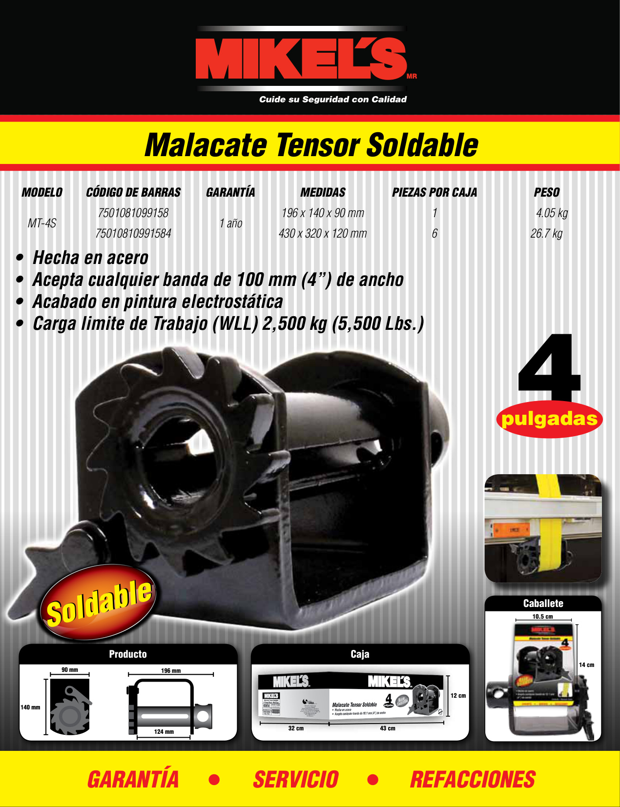 MIKELS MT-4S Malacate tensor soldable (4”) - Imagen 4