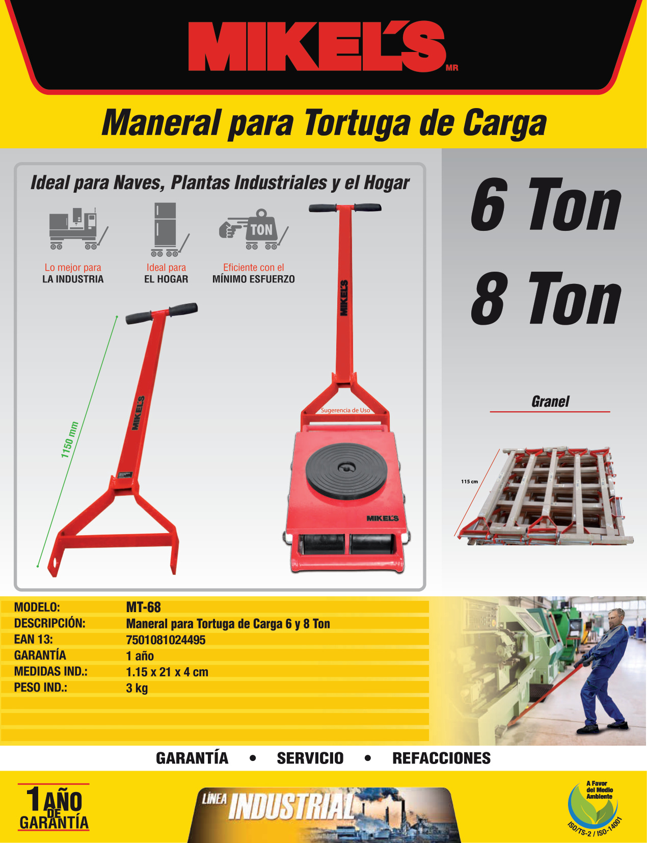 MIKELS MT-68 Maneral para tortuga (para 6 y 8 ton) - Imagen 4