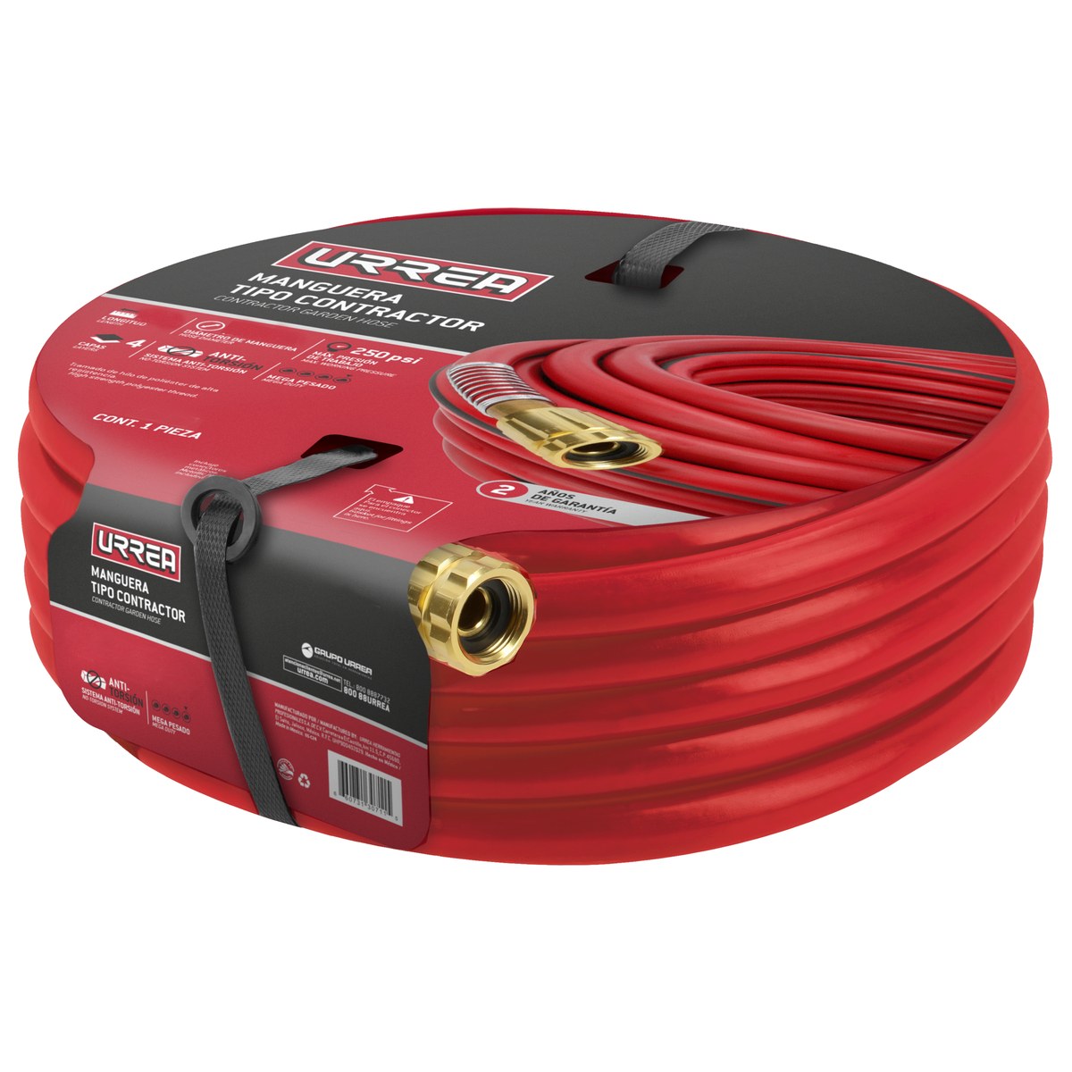 Manguera para jardín de 6 capas reforzada con conector metálico robusto 5/8", 25 m Urrea - Imagen 2