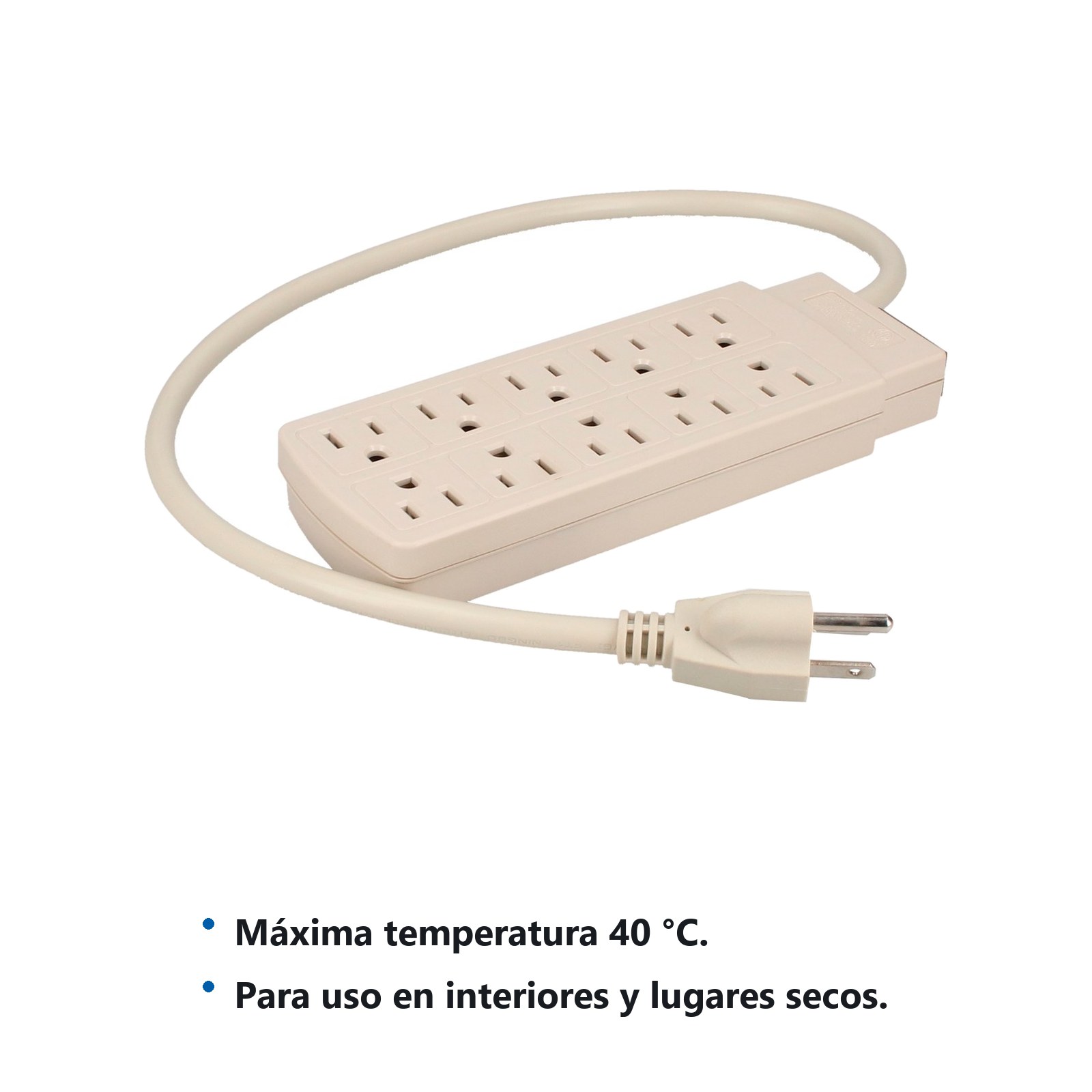 Barra multicontacto 10 entradas cable 60 cm Surtek - Imagen 2
