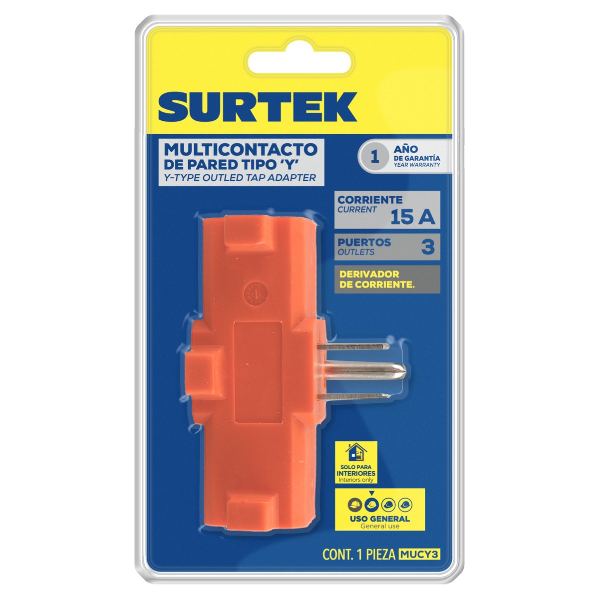 Multicontacto de pared tipo "Y" 3 entradas Surtek - Imagen 2
