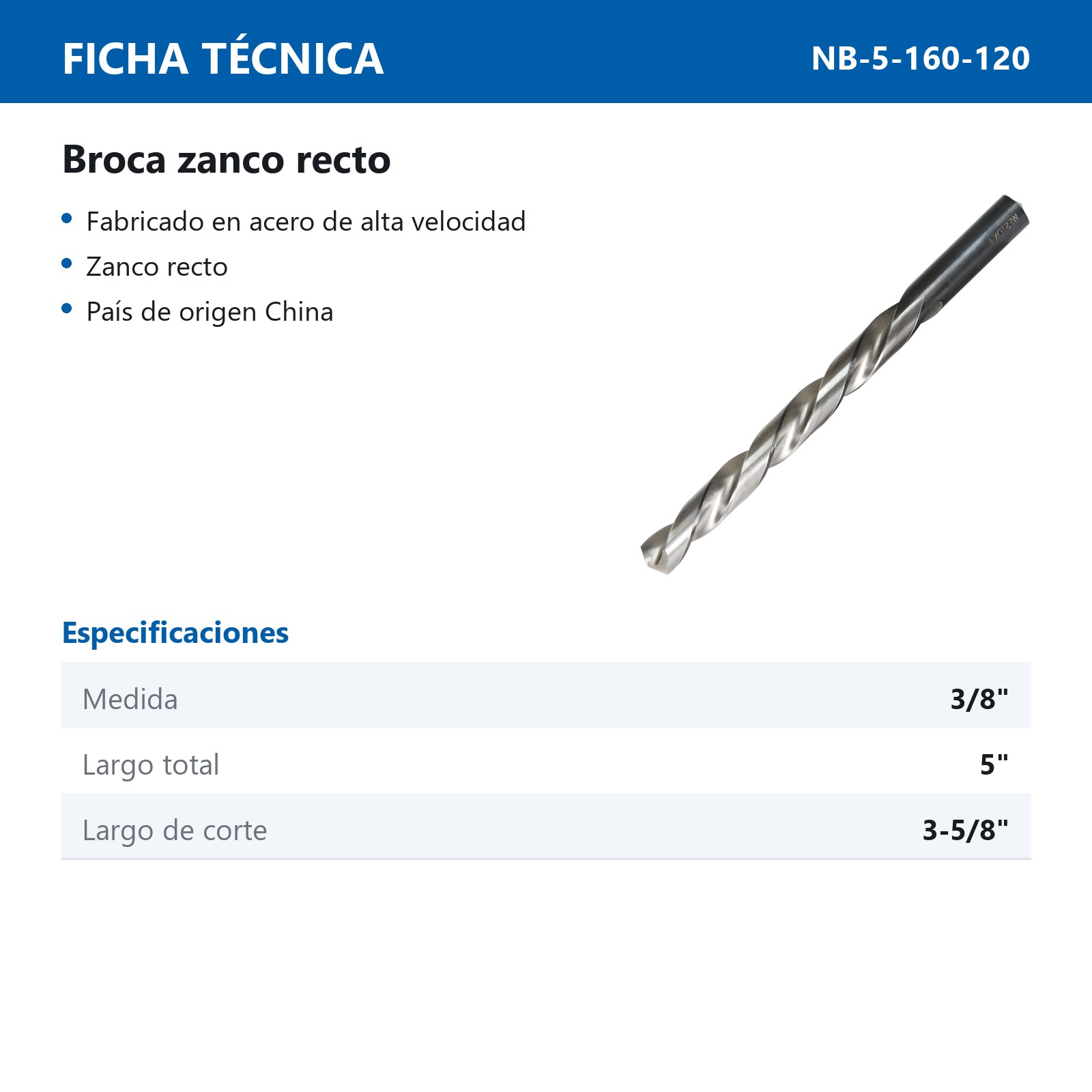 BROCA AAV ZANCO RECTO 3/8" WP BLACK & SILVER (Precio x pieza - Empaque c/6 pzas) - Imagen 3