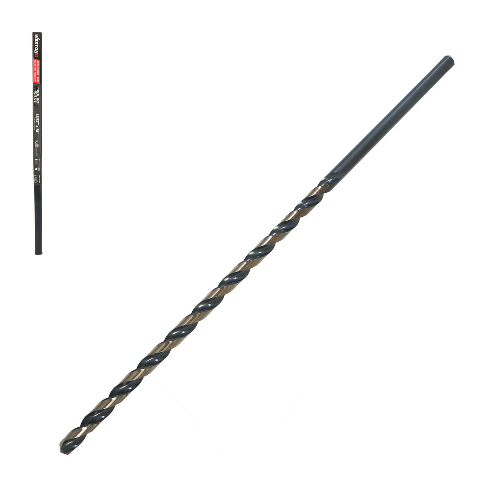 Broca Extra Larga Black & Silver 15/32" x 18" Acero de Alta Velocidad