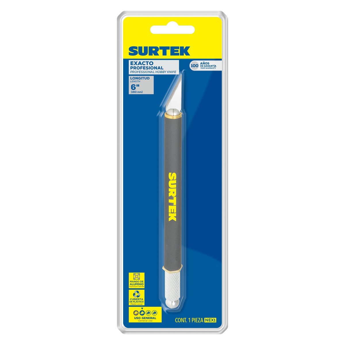 Exacto de metal con recubrimiento grip de 6" Surtek - Imagen 2