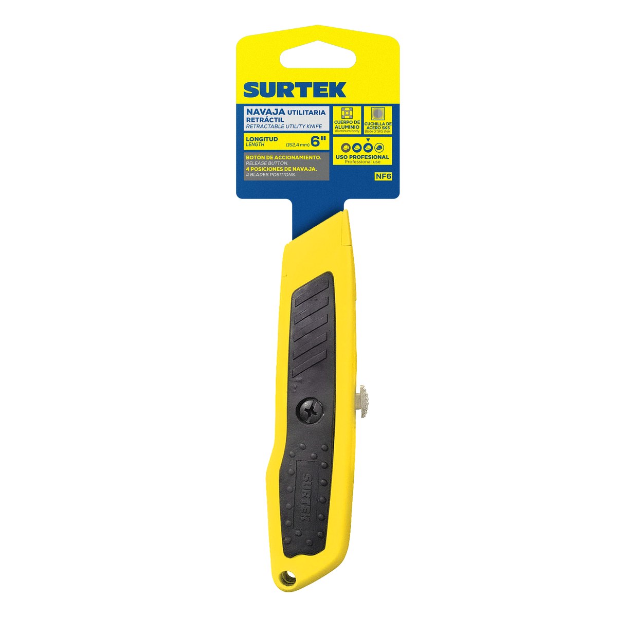 Navaja utilitaria retráctil recta con grip de 6" Surtek - Imagen 2