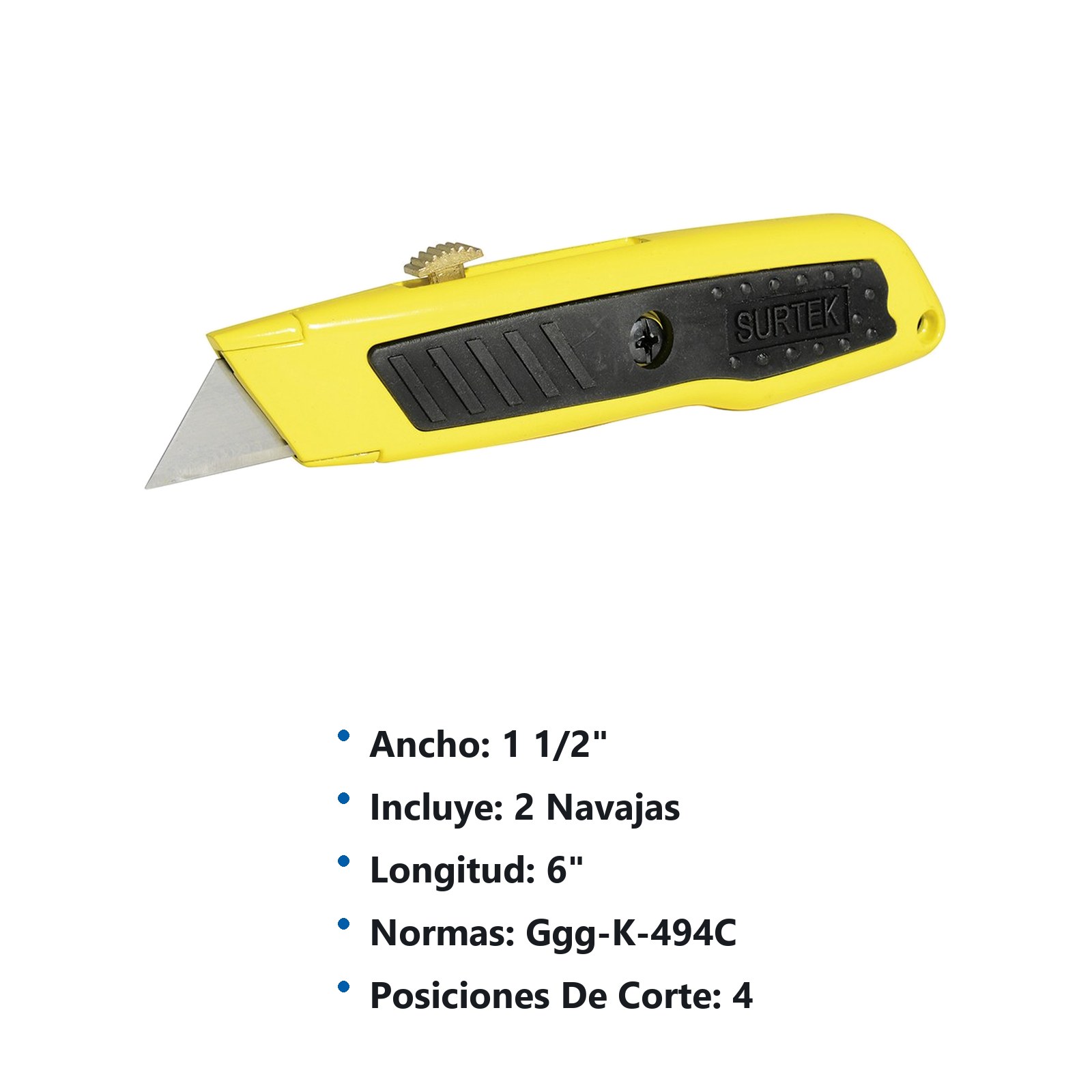 Navaja utilitaria retráctil recta con grip de 6" Surtek - Imagen 3