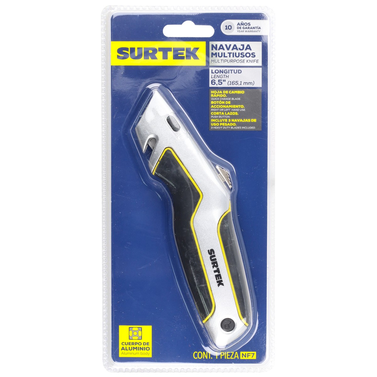 Navaja utilitaria retráctil curva con grip de 7" Surtek - Imagen 3