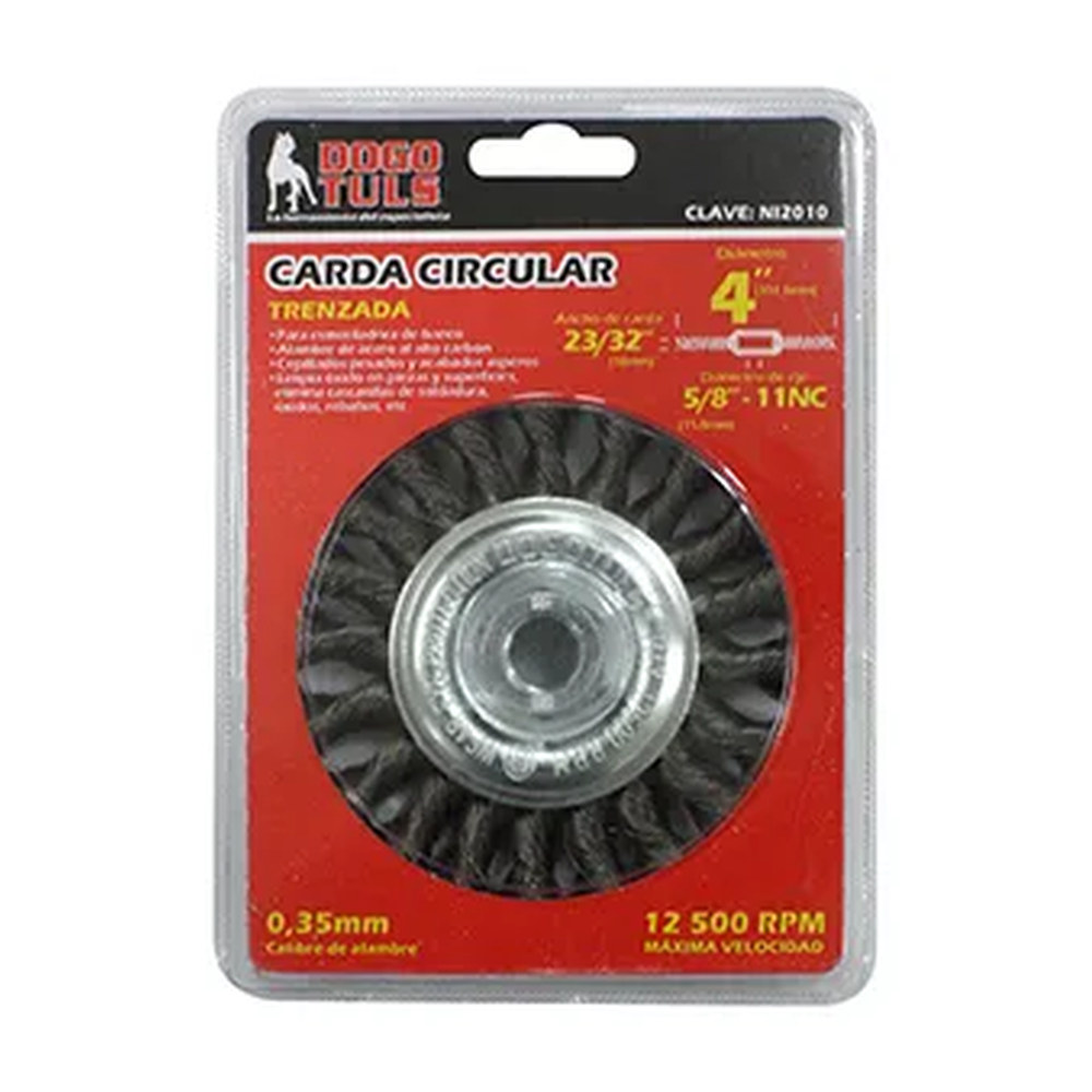 Carda Circular 4" Trenzado Entrada 5/8" - Paquete 4 Piezas