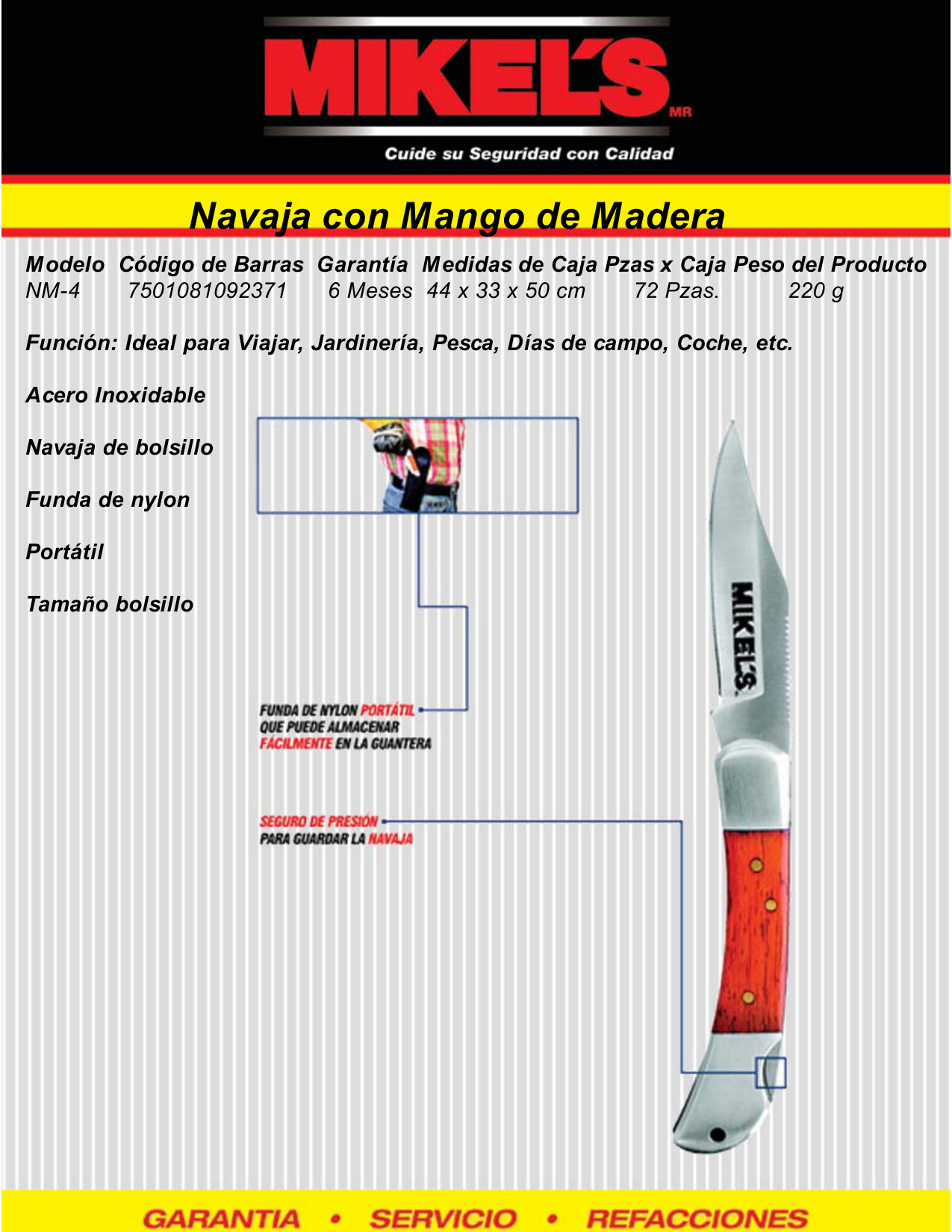 MIKELS NM-4 Navaja con mango de madera - Imagen 4