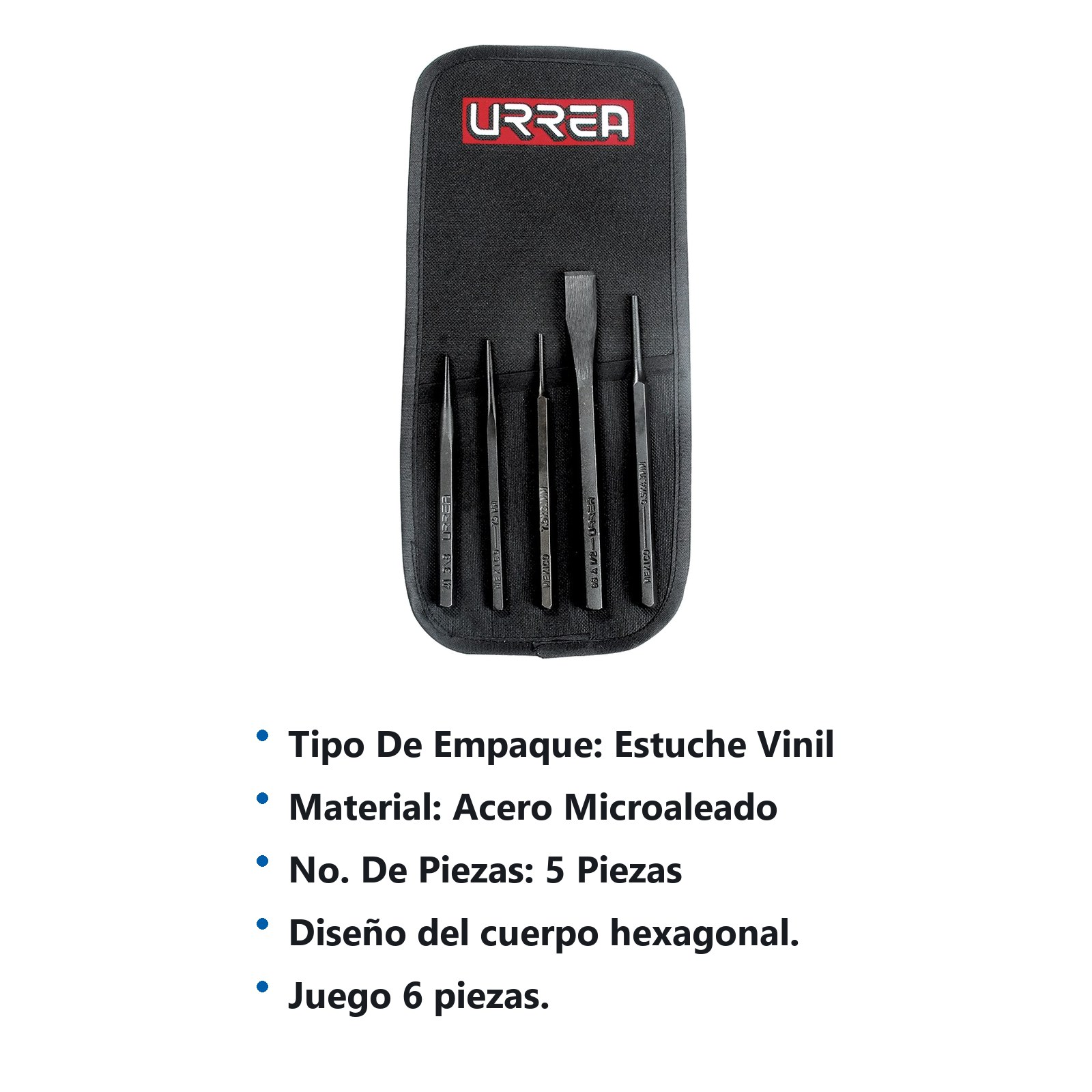 Juego de punzones y cinceles, 5 piezas Urrea - Imagen 3