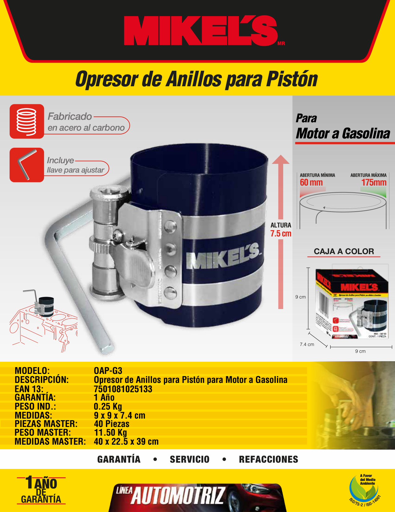 MIKELS OAP-G3 Opresor de anillos para pistón para motor a gasolina - Imagen 4