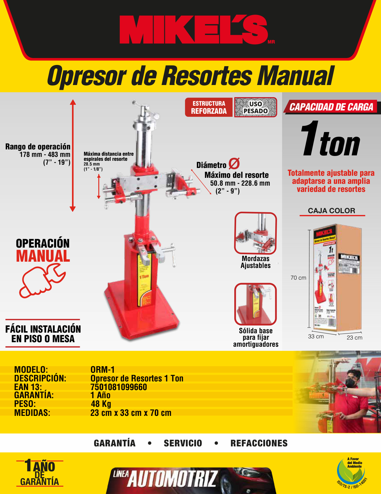 MIKELS ORM-1 Opresor de resortes manual vertical (1 ton) - Imagen 4