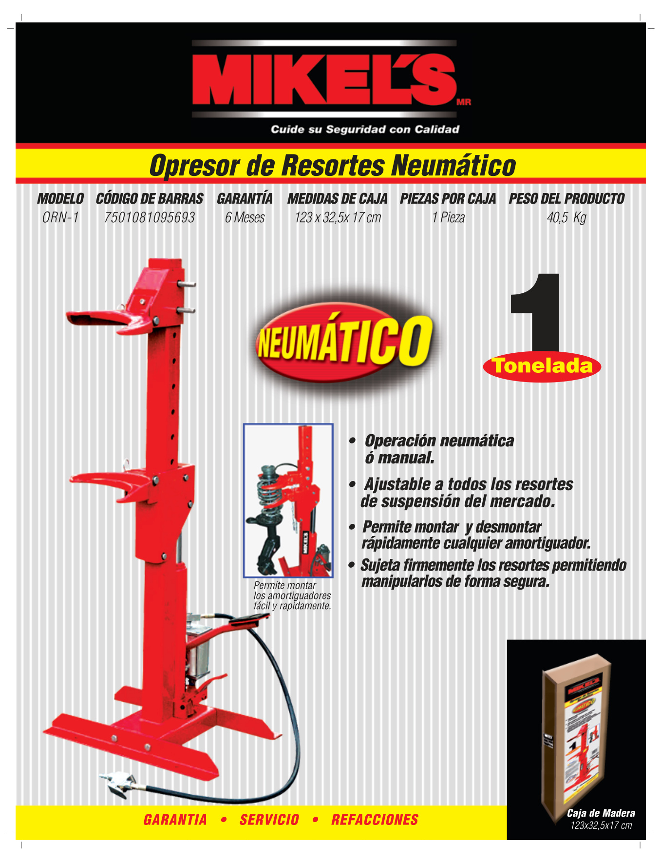 MIKELS ORN-1 Opresor de resortes neumático vertical (1 ton) - Imagen 4