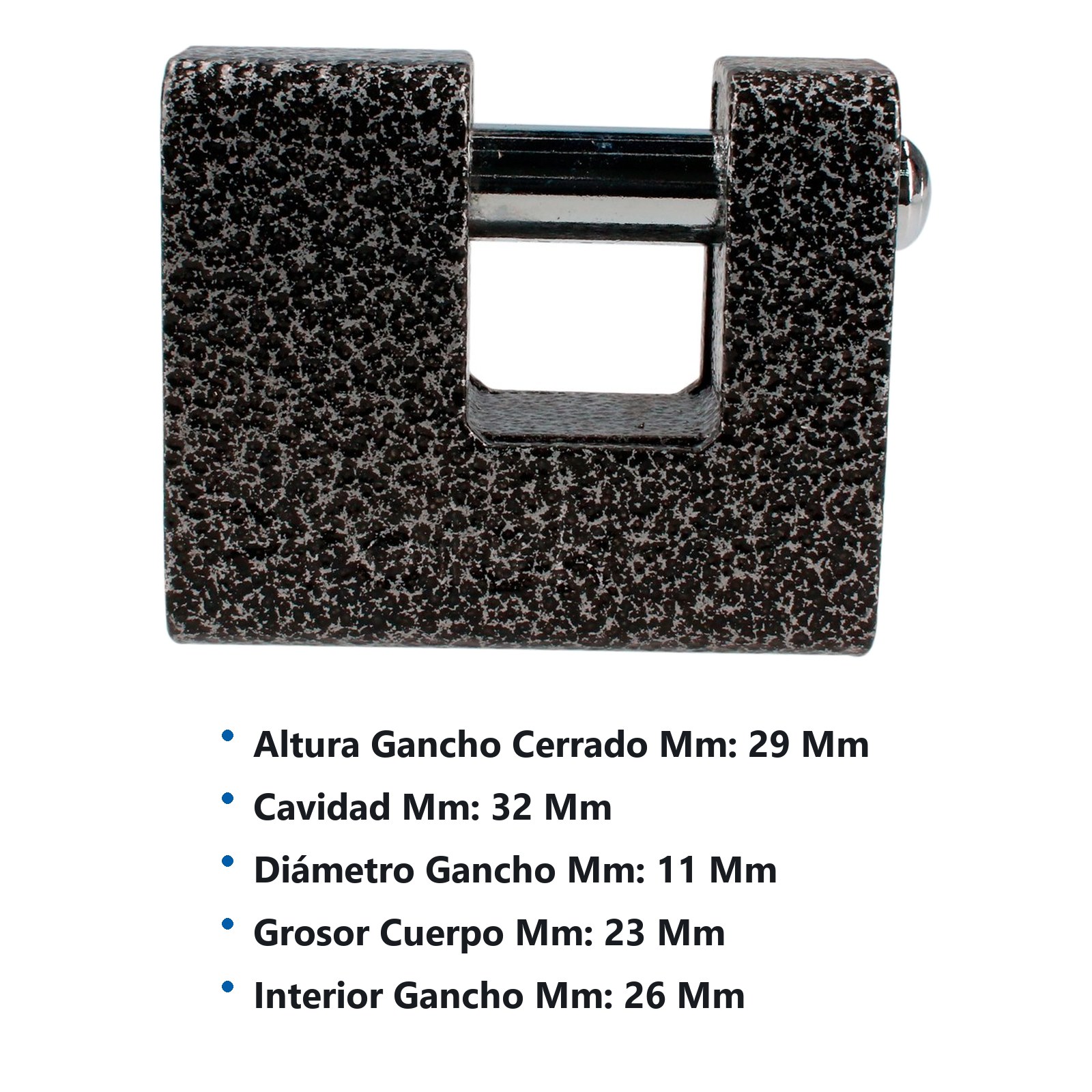 Candado de hierro para cortina metálica 70 mm, negro, llave estándar Prolok - Imagen 2