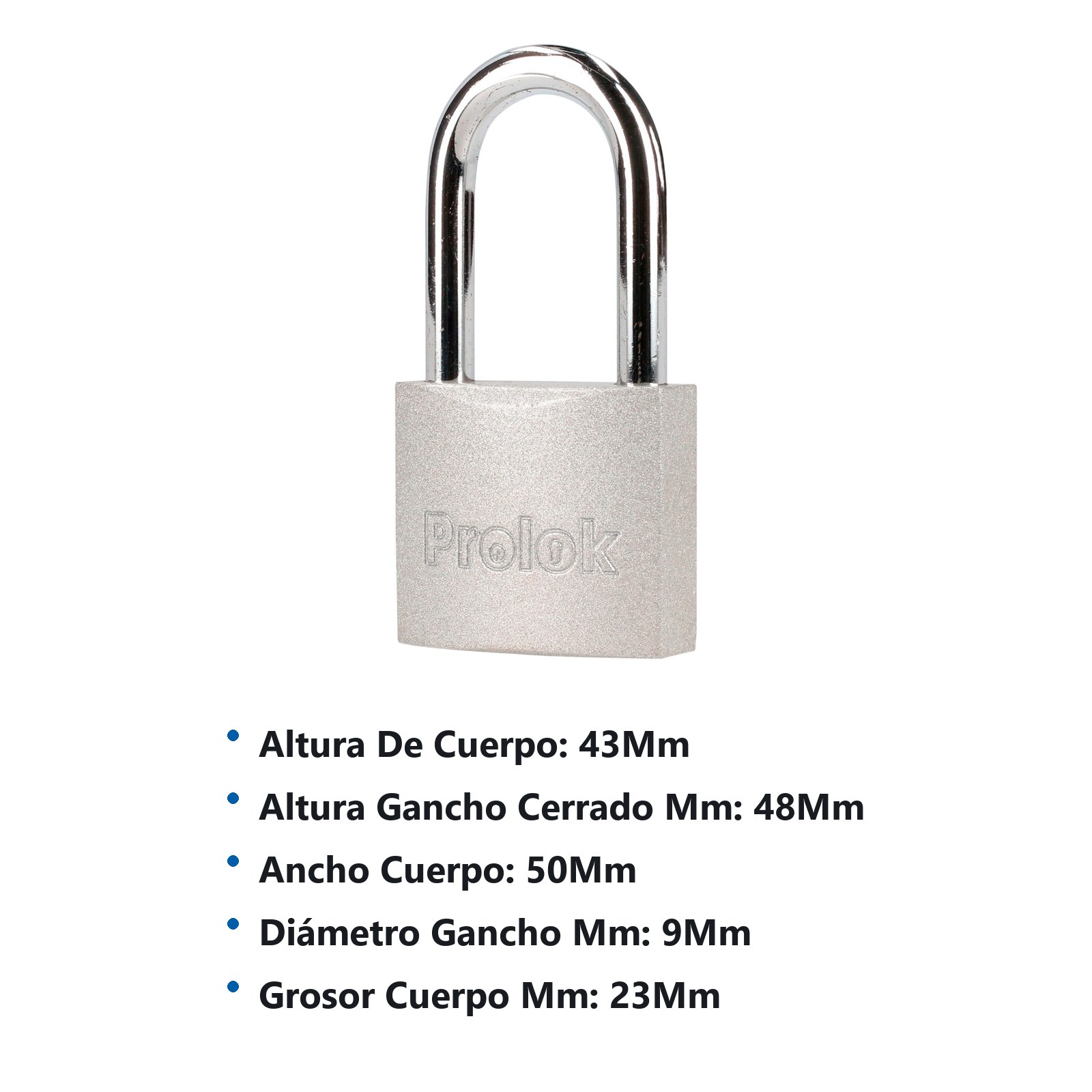 Candado de acero largo 50 mm, llave estándar Prolok - Imagen 2