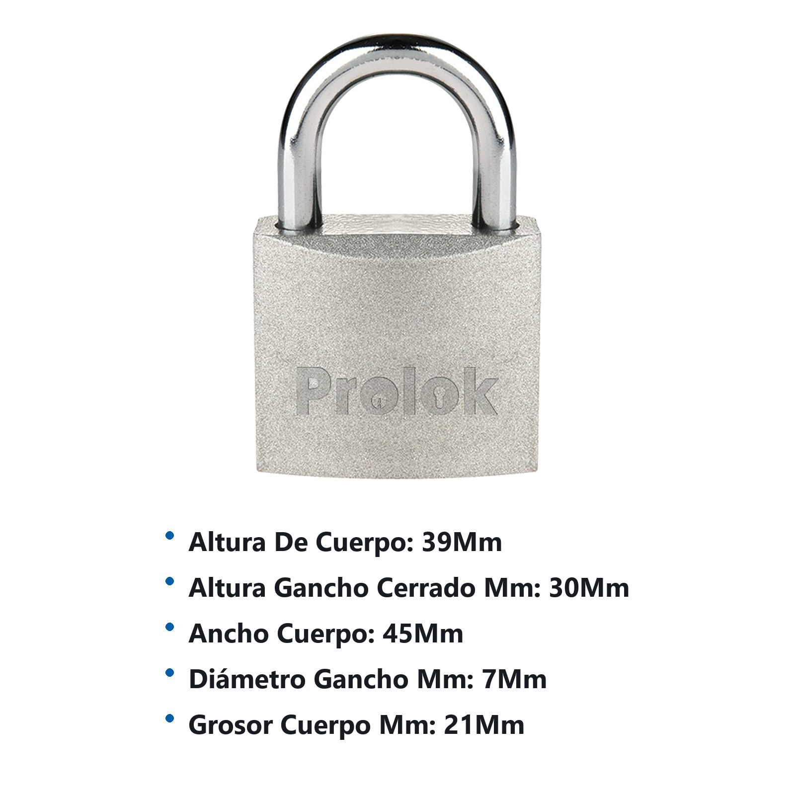 Candado de acero corto 45 mm, llave estándar, en caja Prolok - Imagen 2