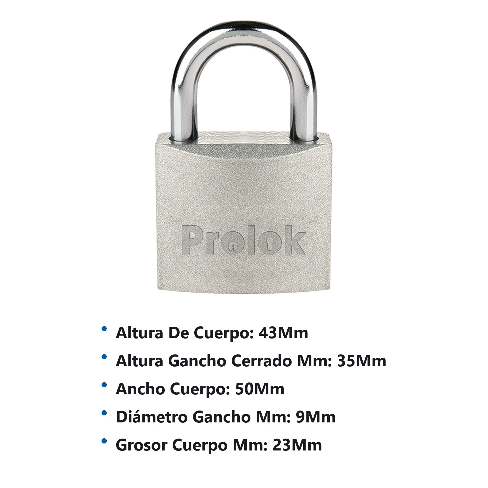 Candado de acero corto 50 mm, llave estándar Prolok - Imagen 2