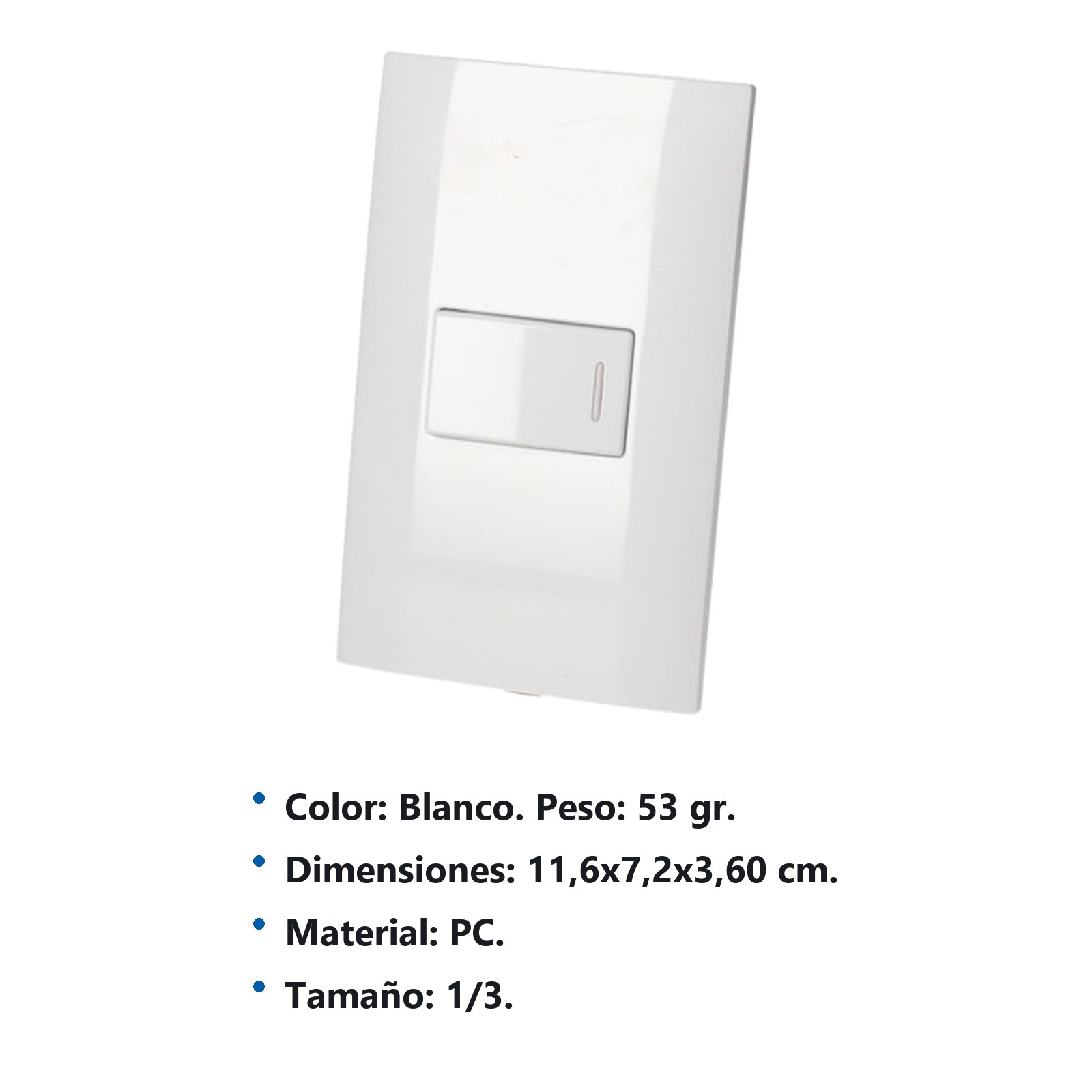 Placa 1 Interruptor 1/3, línea  Americana, color blanco Surtek - Imagen 2