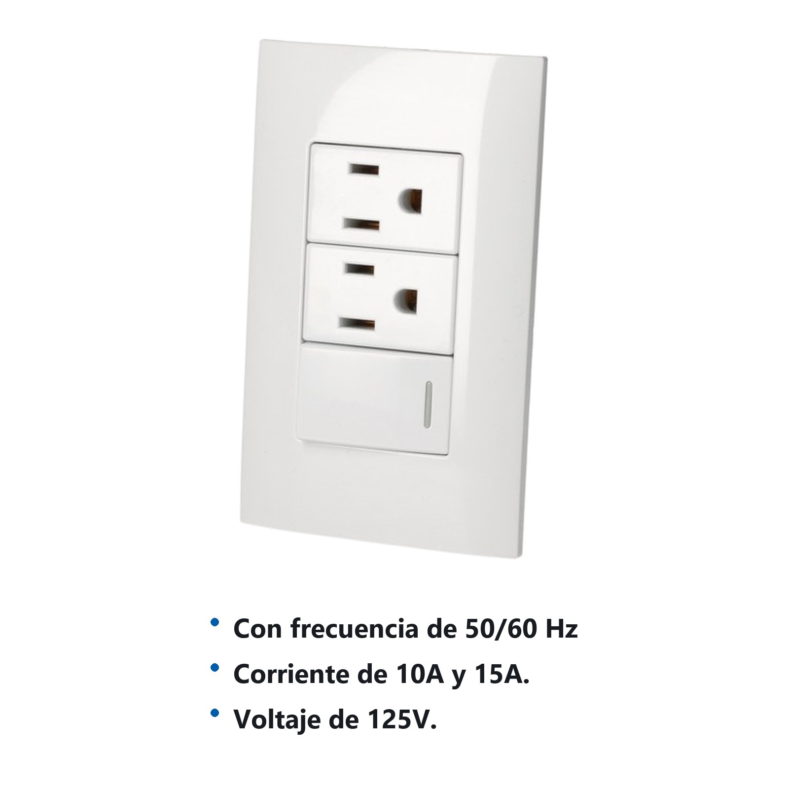 Placa 1 Switch 2 contactos 1/3, línea Americana, color blanco Surtek - Imagen 2